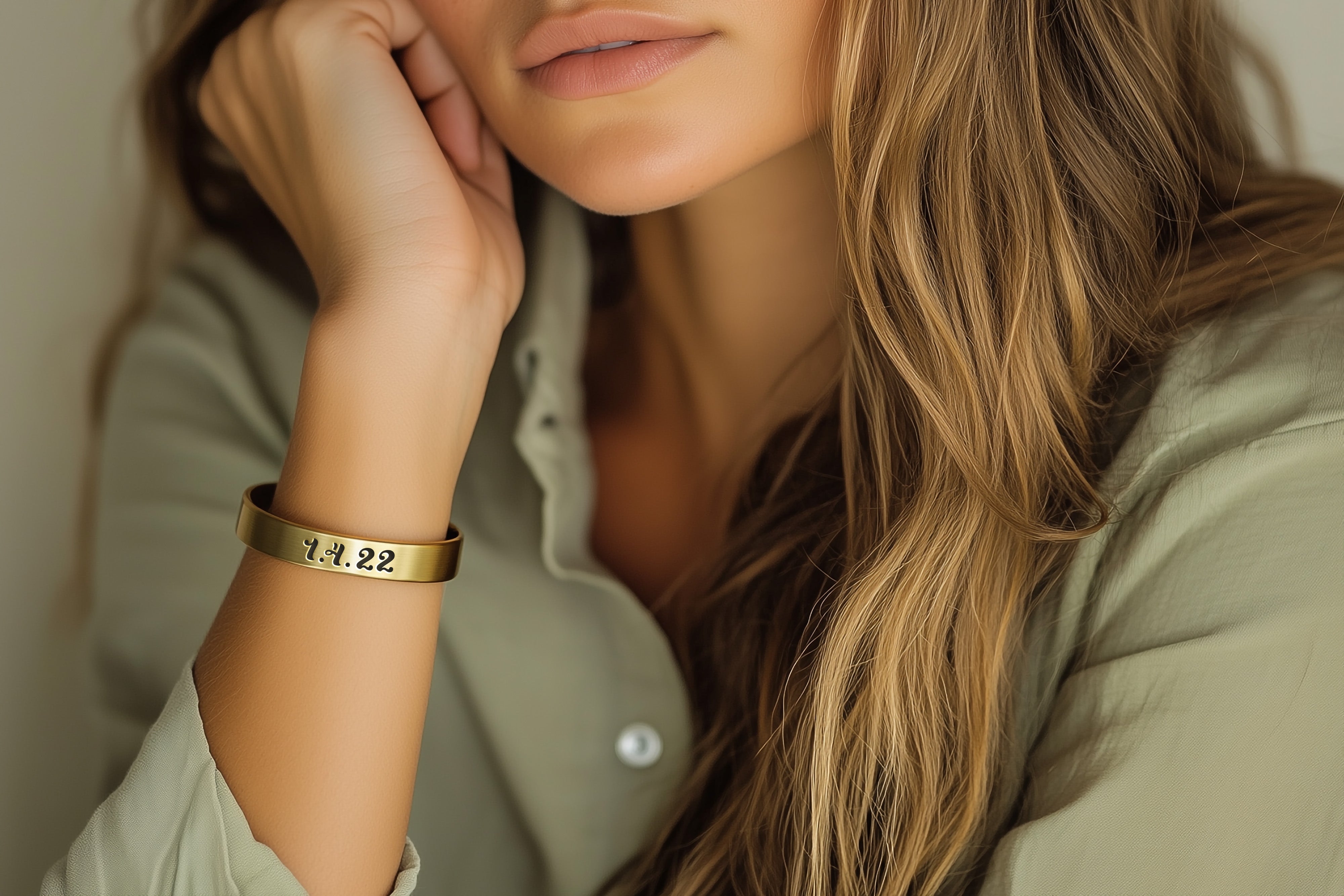 Engraved Custom Date Vintage Open Cuff Bracelet