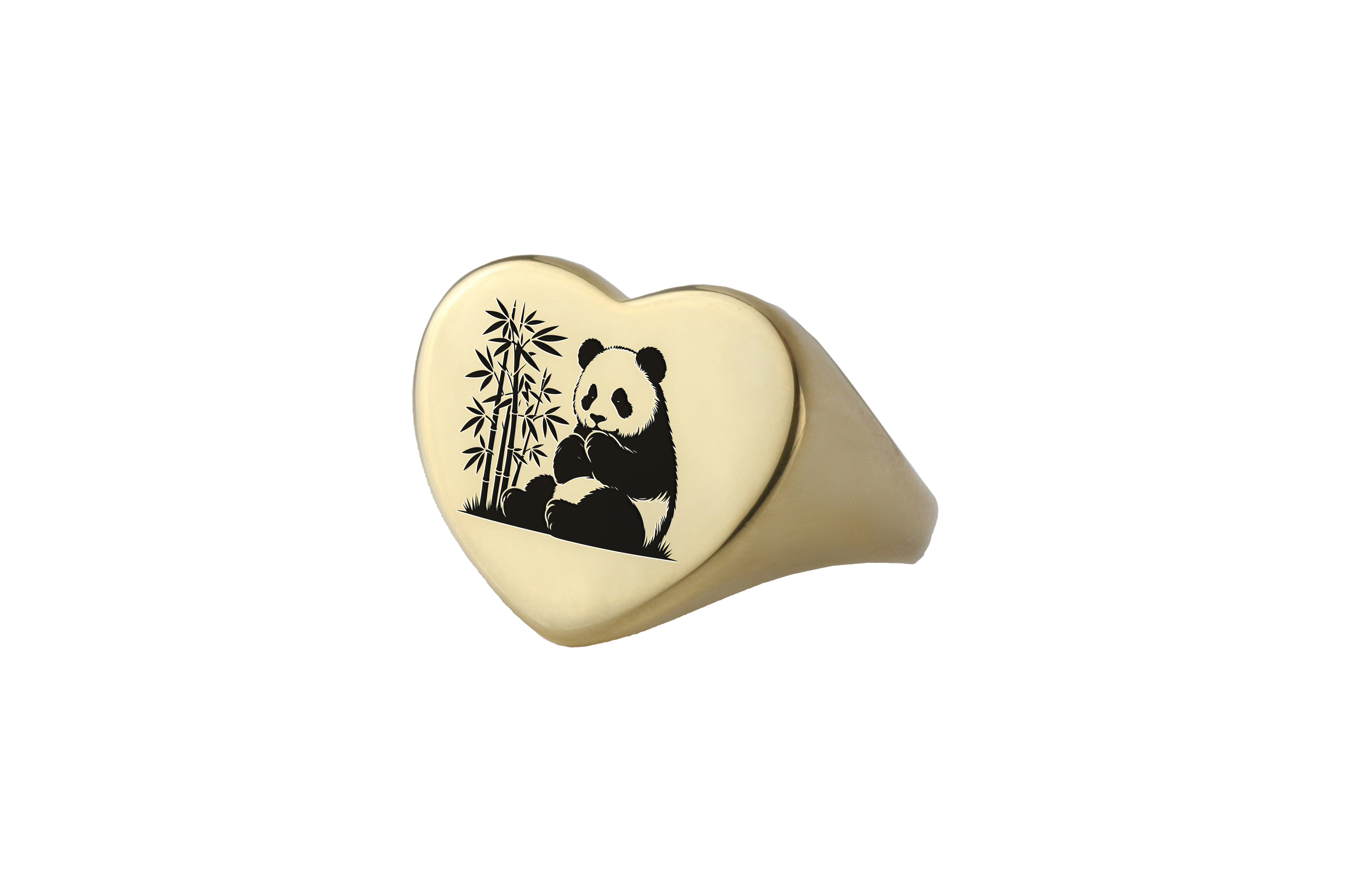 Cute Heart Shaped Panda Ring