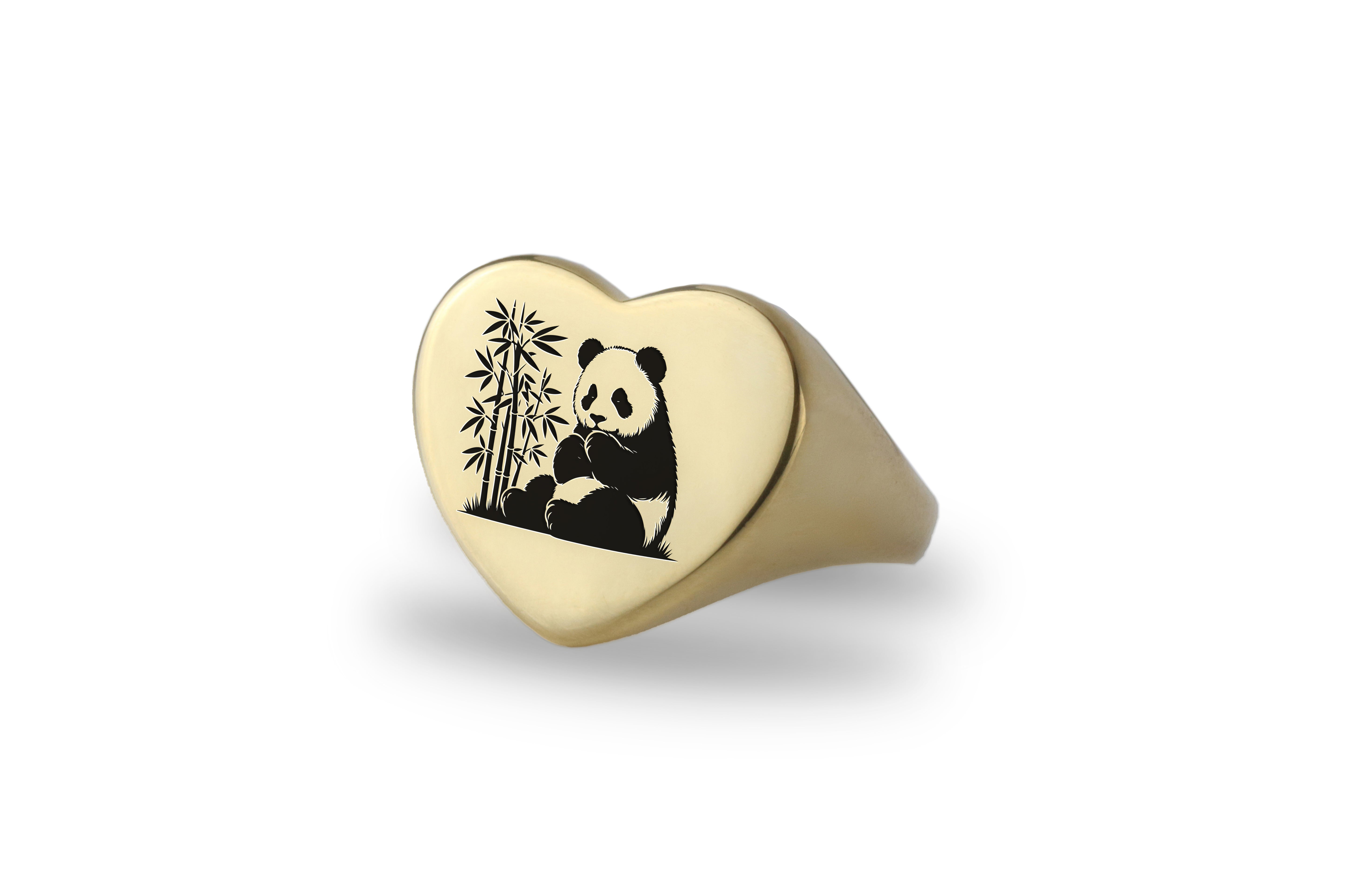 Cute Heart Shaped Panda Ring