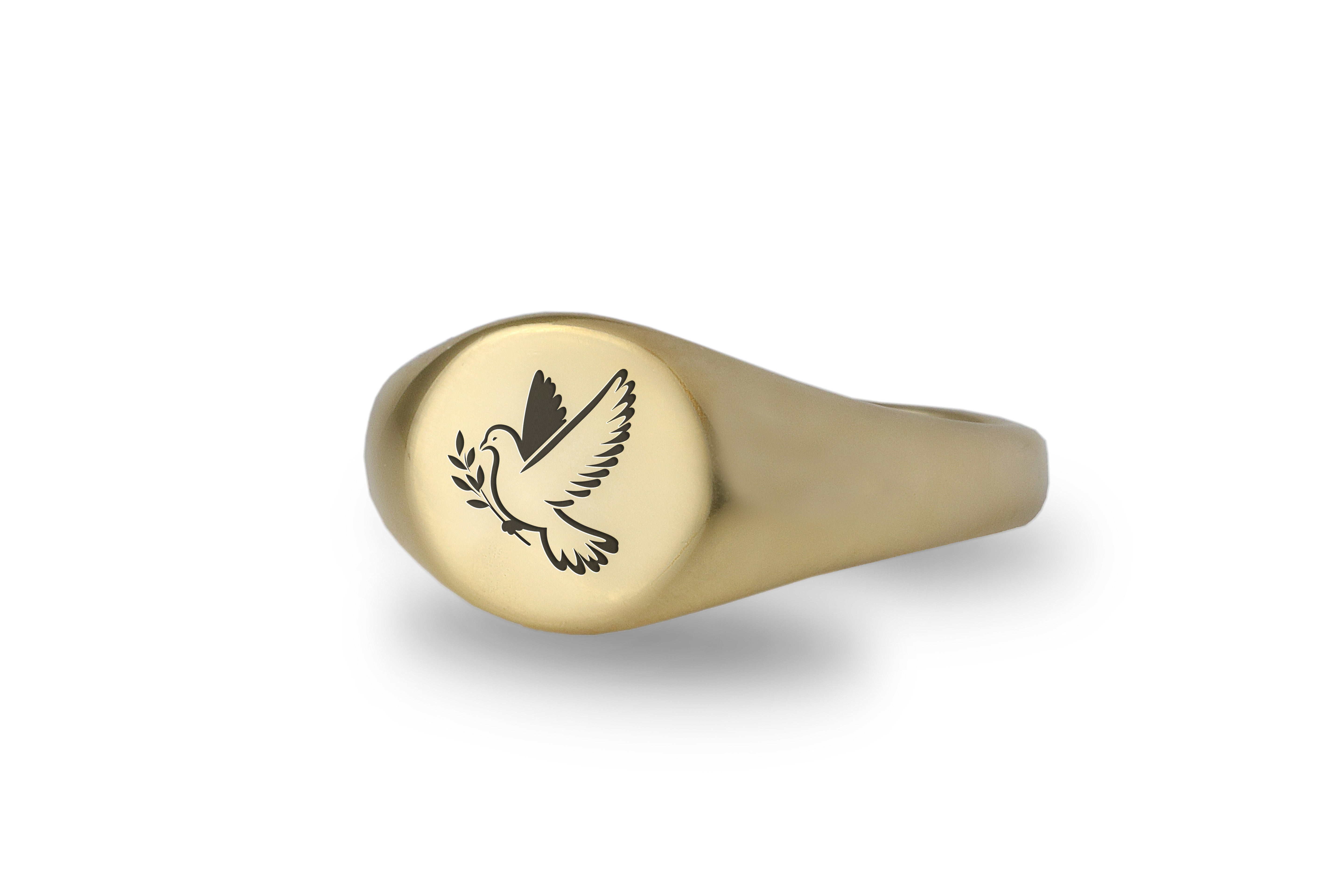 Engraved Pigeon Signet Ring