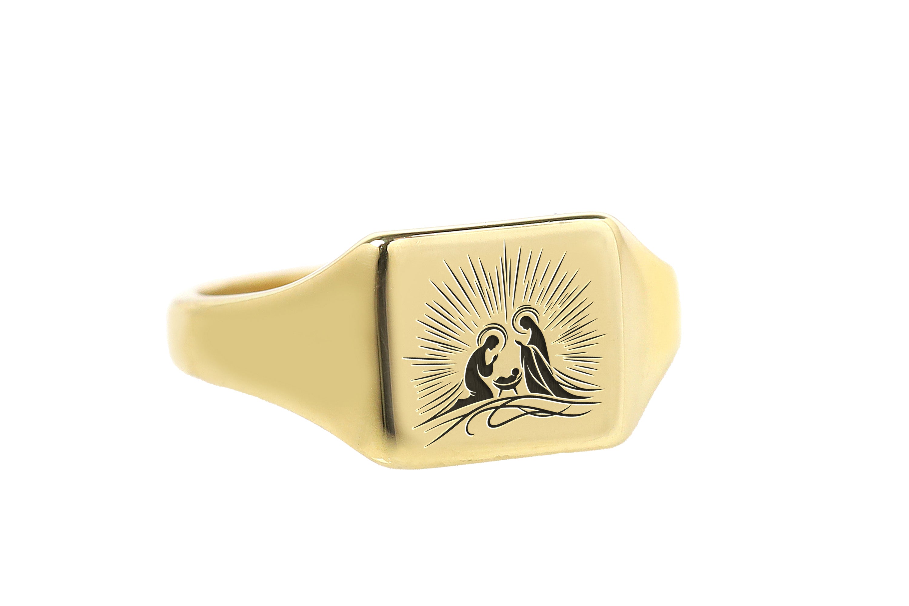 14k Gold Jesus Signet Ring