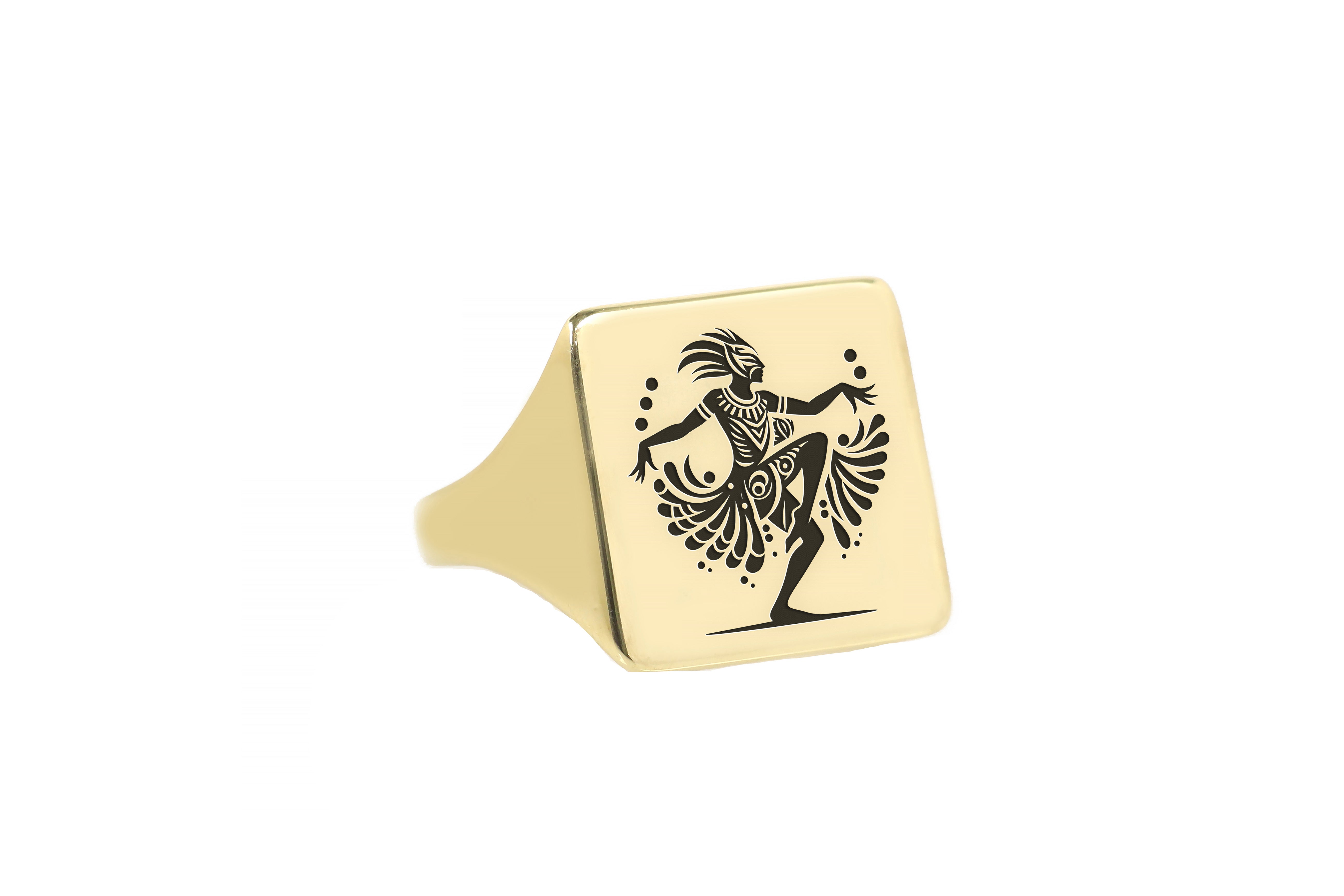 14k Gold African Signet Ring