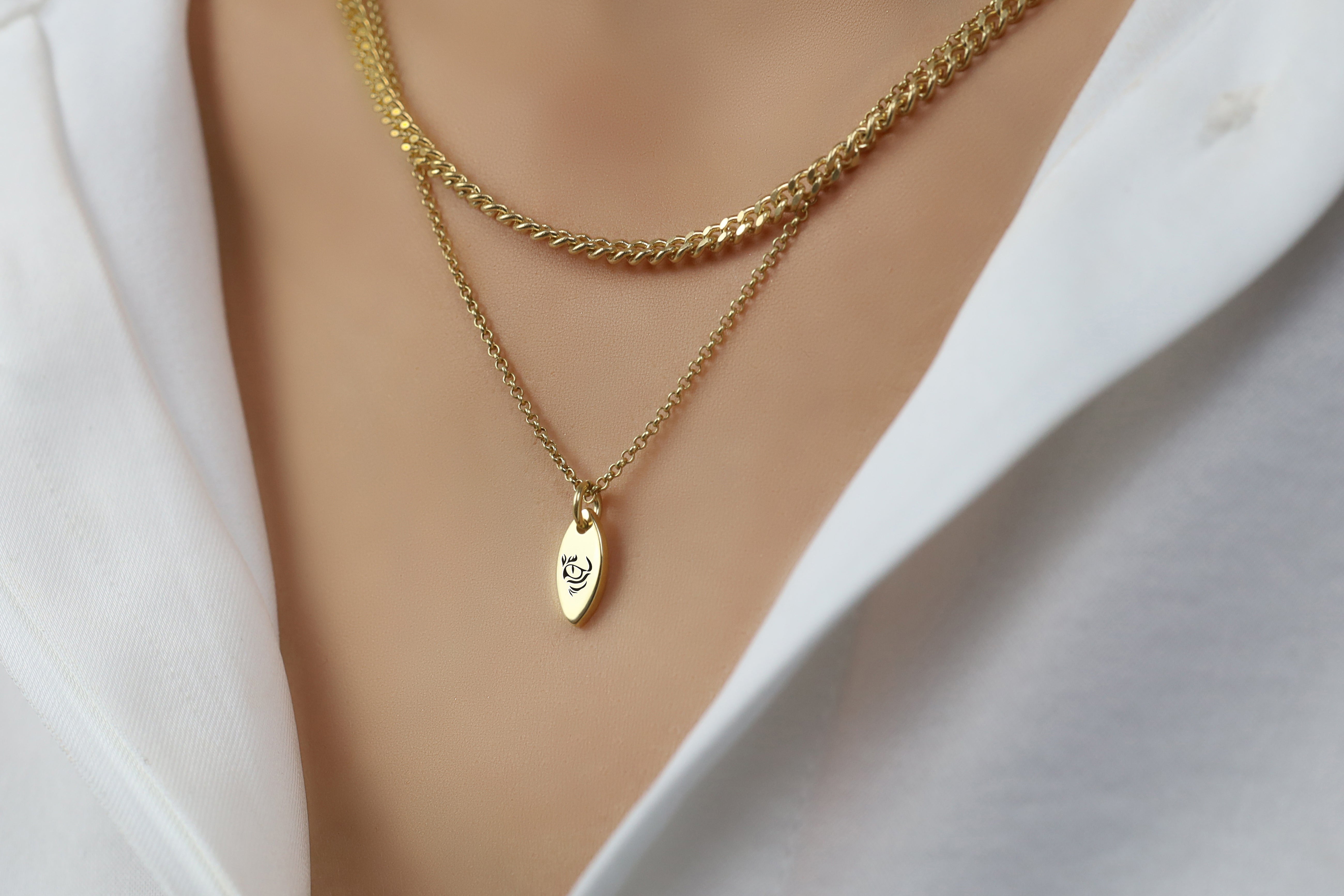 Eye Of A Tiger Engraved Necklace