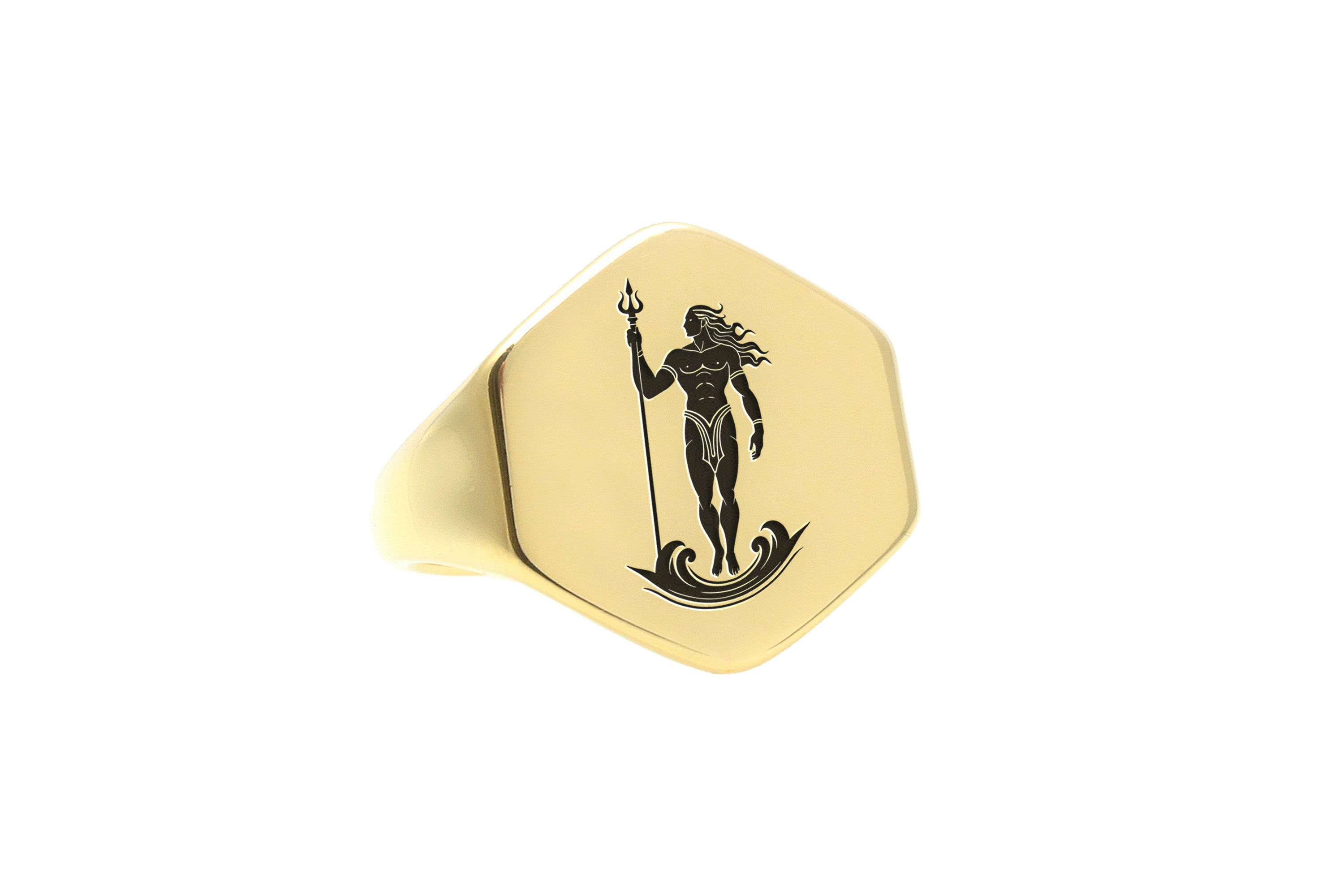 14k Gold Neptune Signet Ring