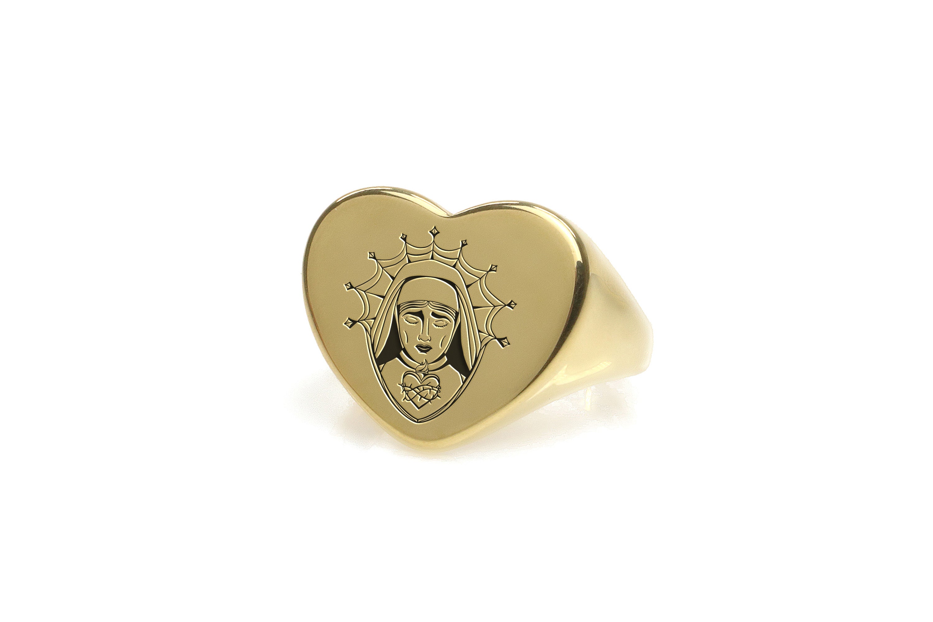 Chicano Virgin Mary Gold Ring