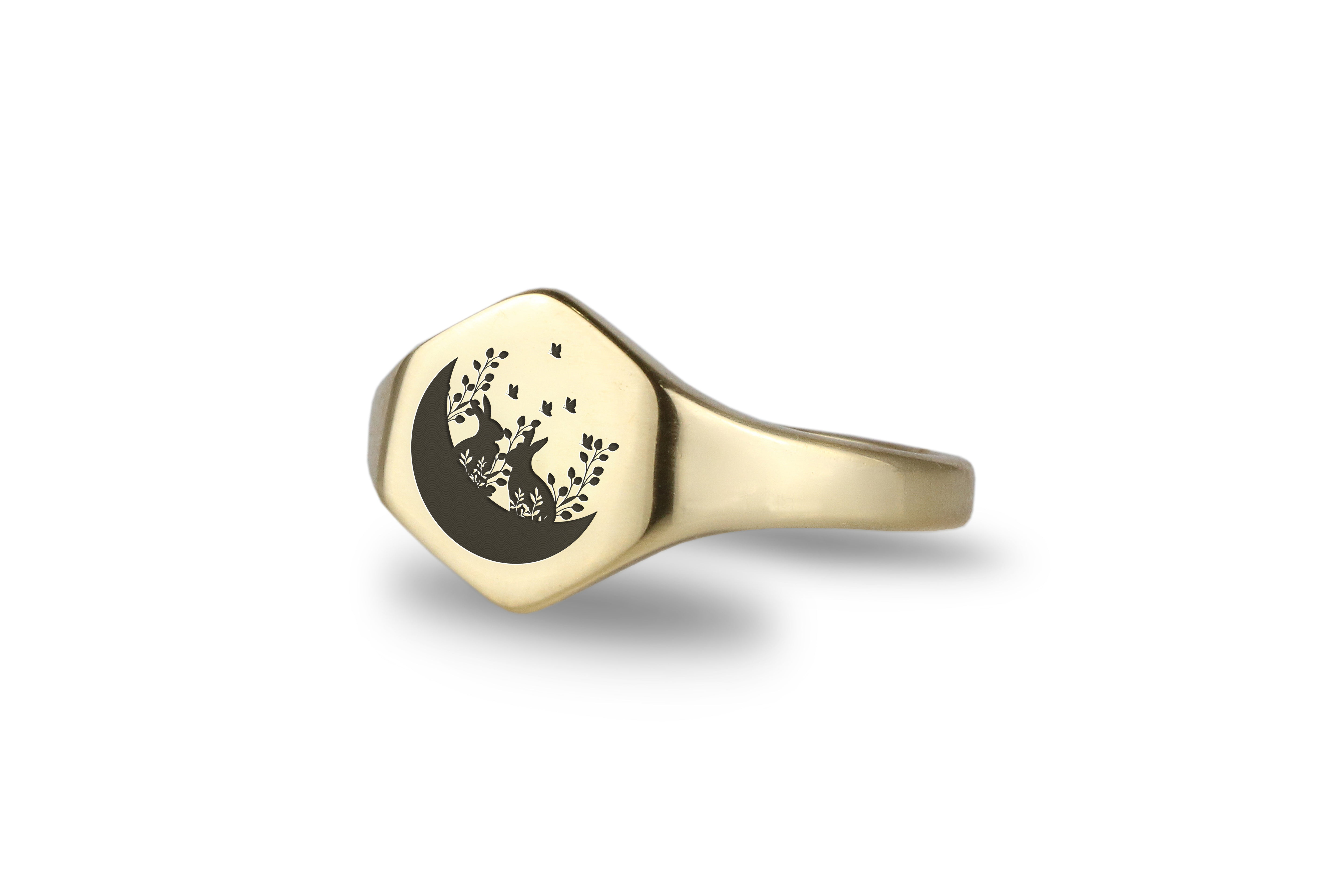 Cute Rabbit Engraving Ring