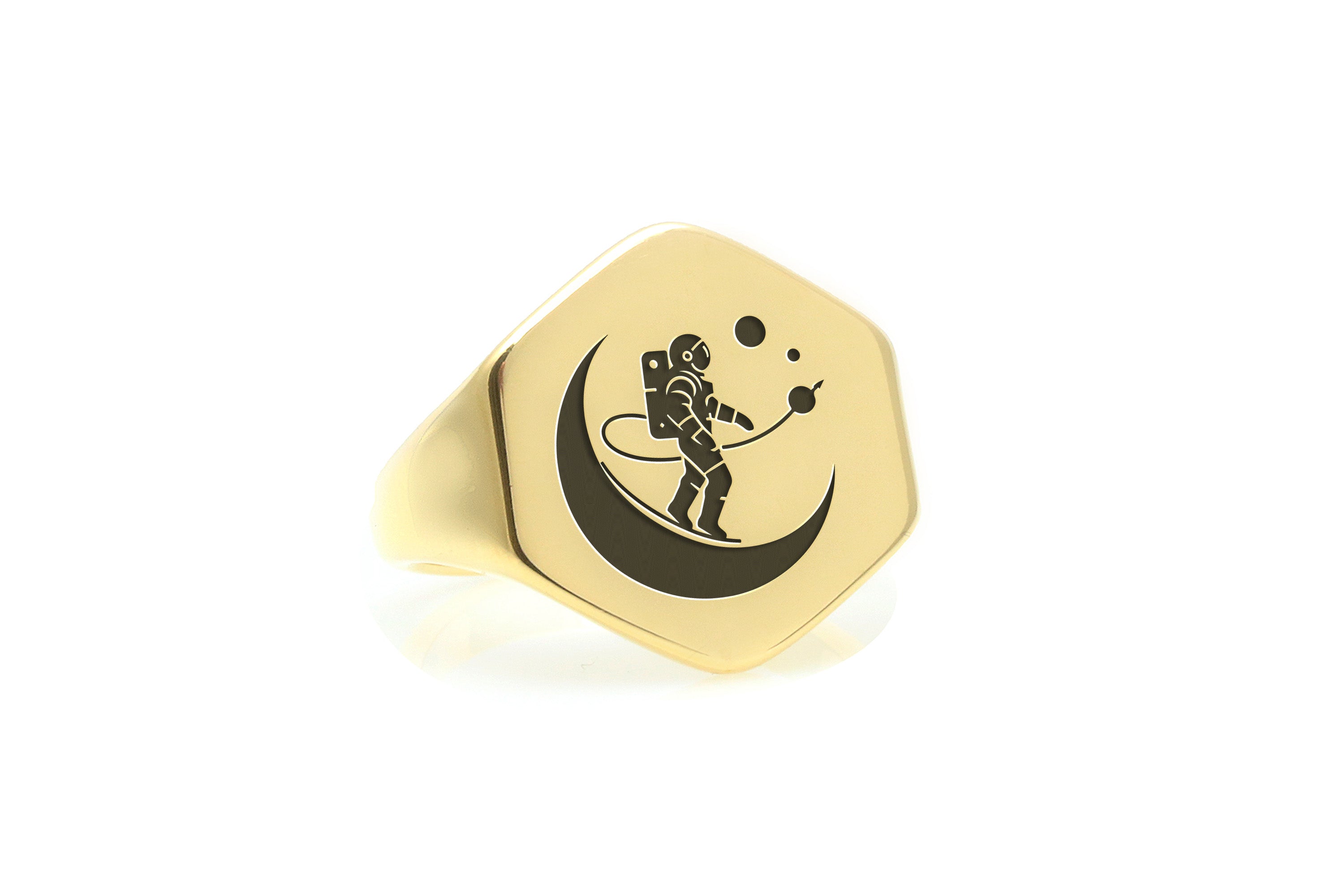 14k Gold Astronaut Signet Ring