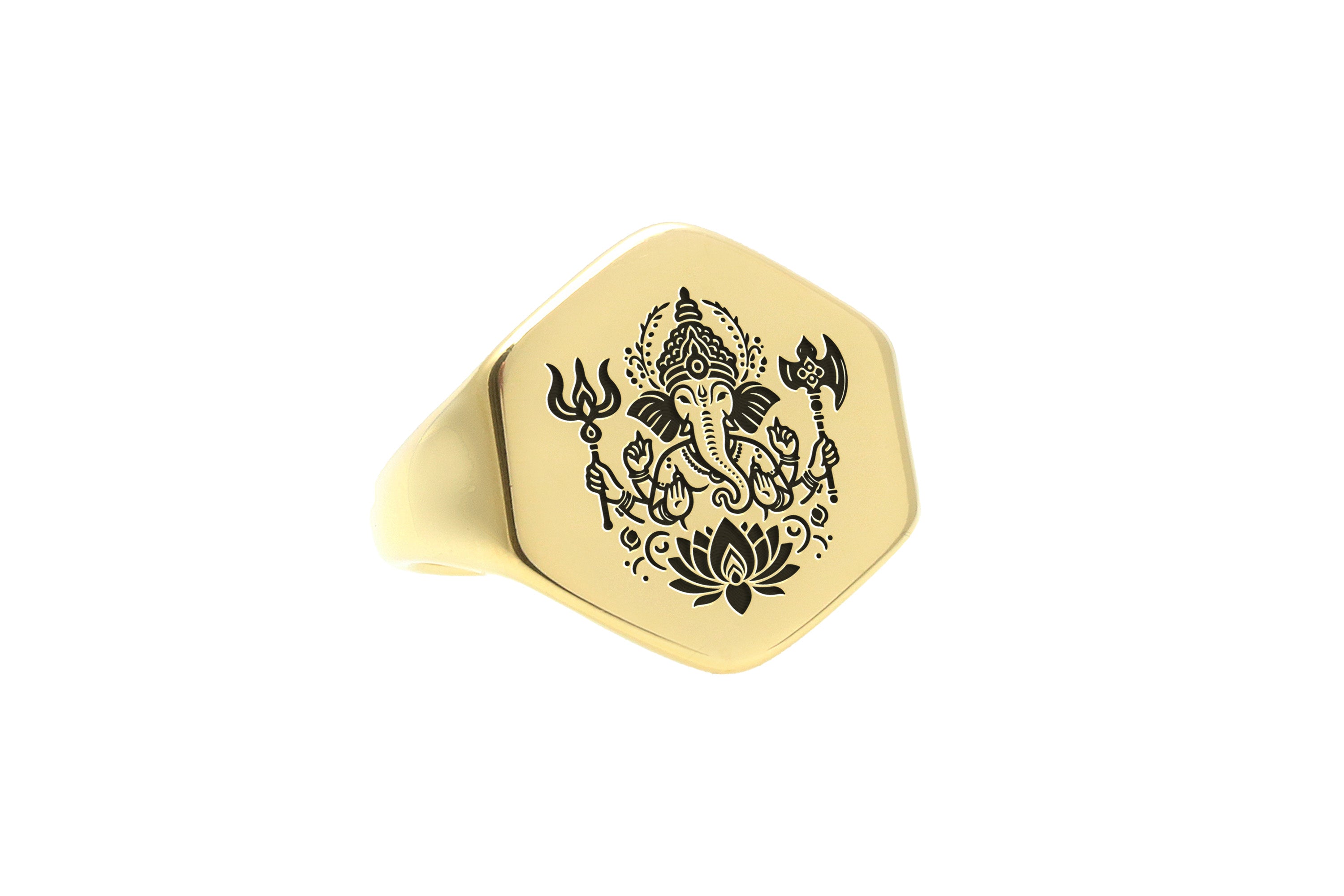 14k Gold Ganesh Signet Ring