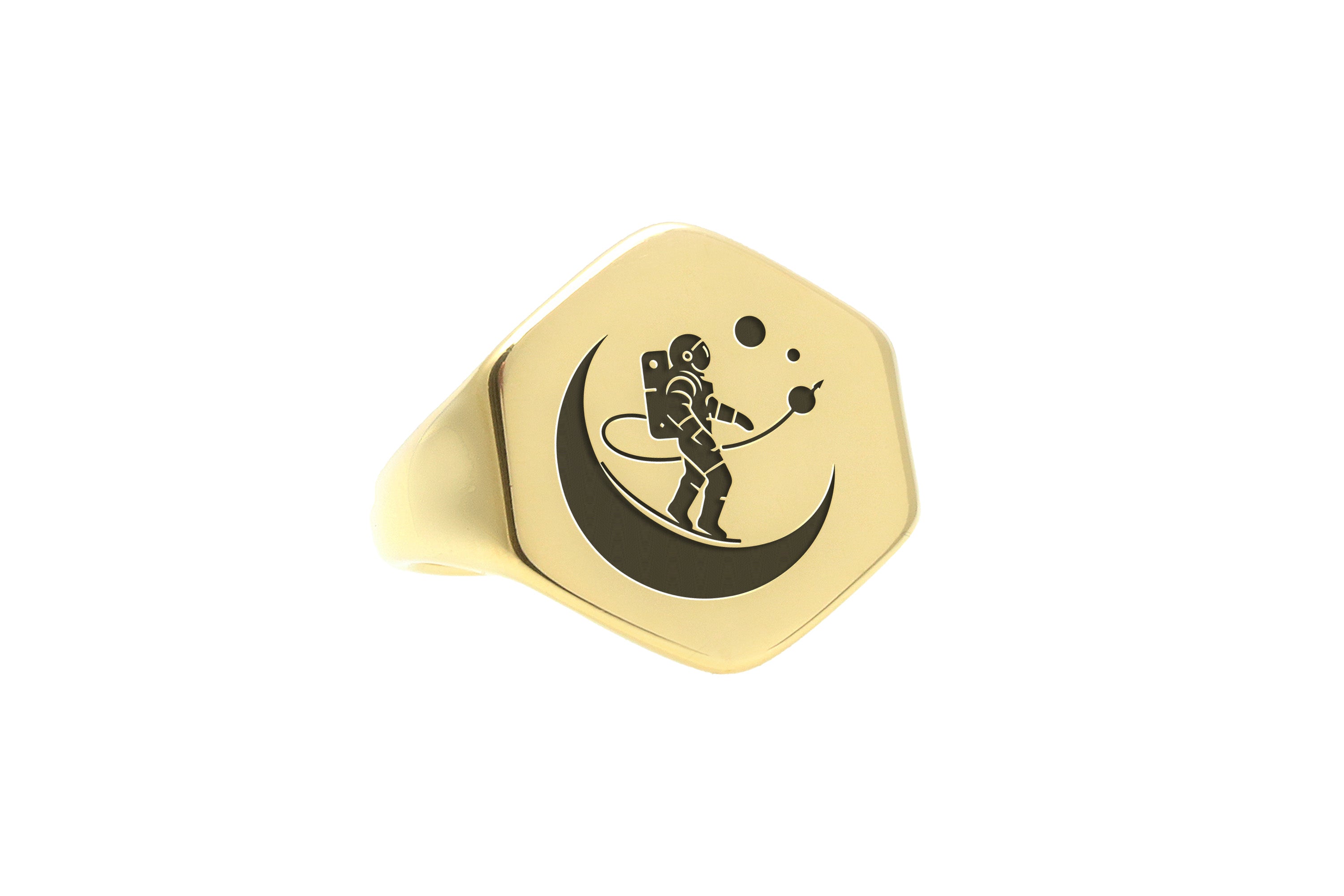 14k Gold Astronaut Signet Ring