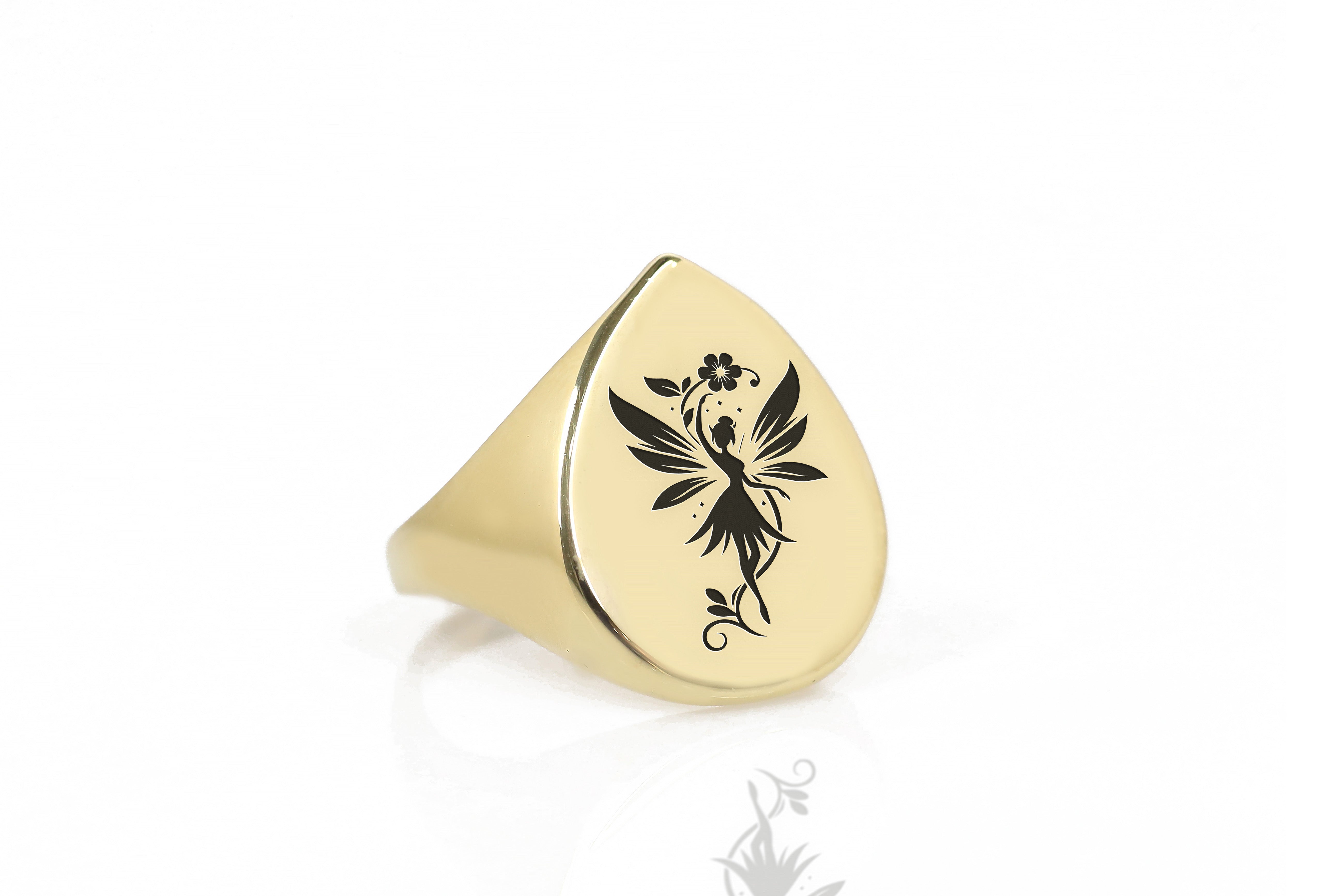 Engraved Fairy Signet Ring