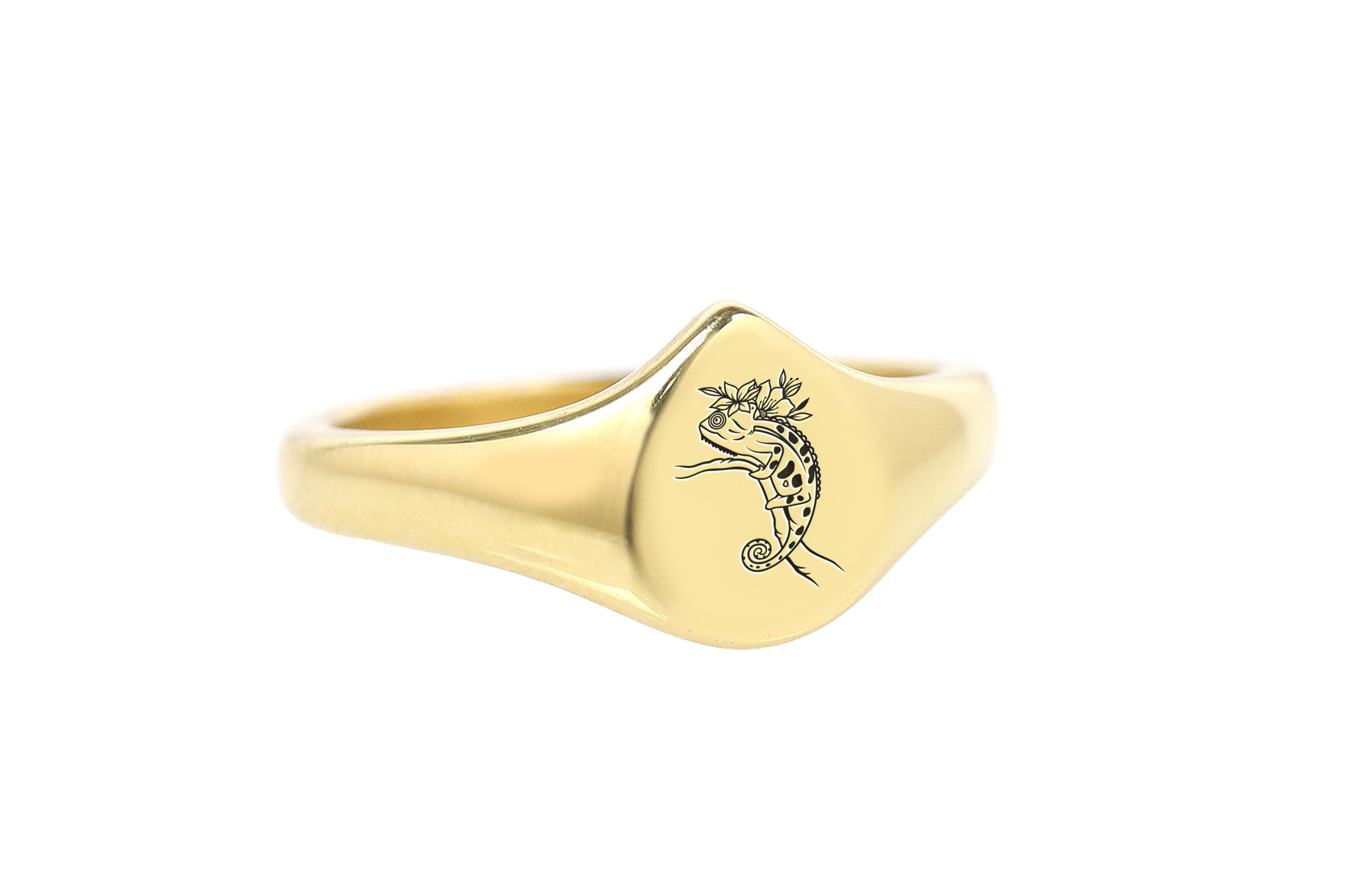 Engraved Iguana Gold Ring