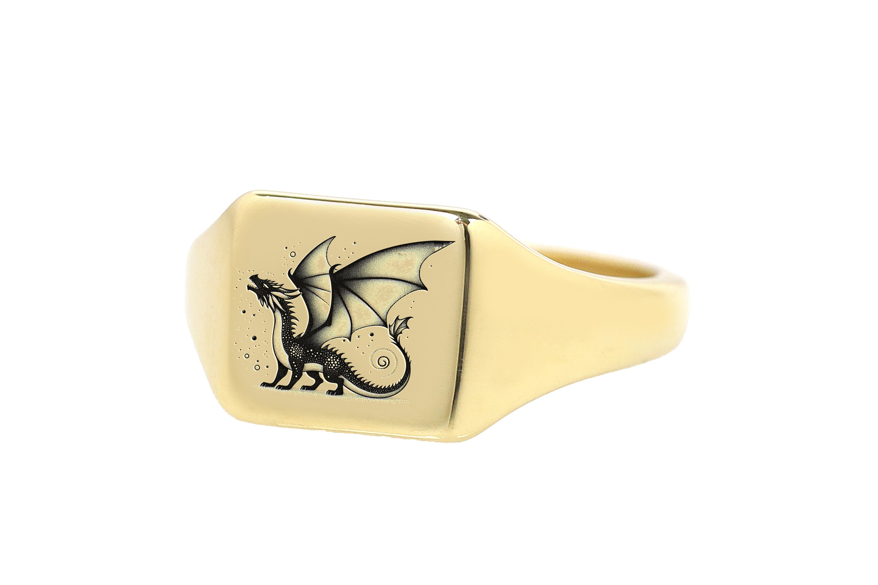 14k Gold Dragon Signet Ring