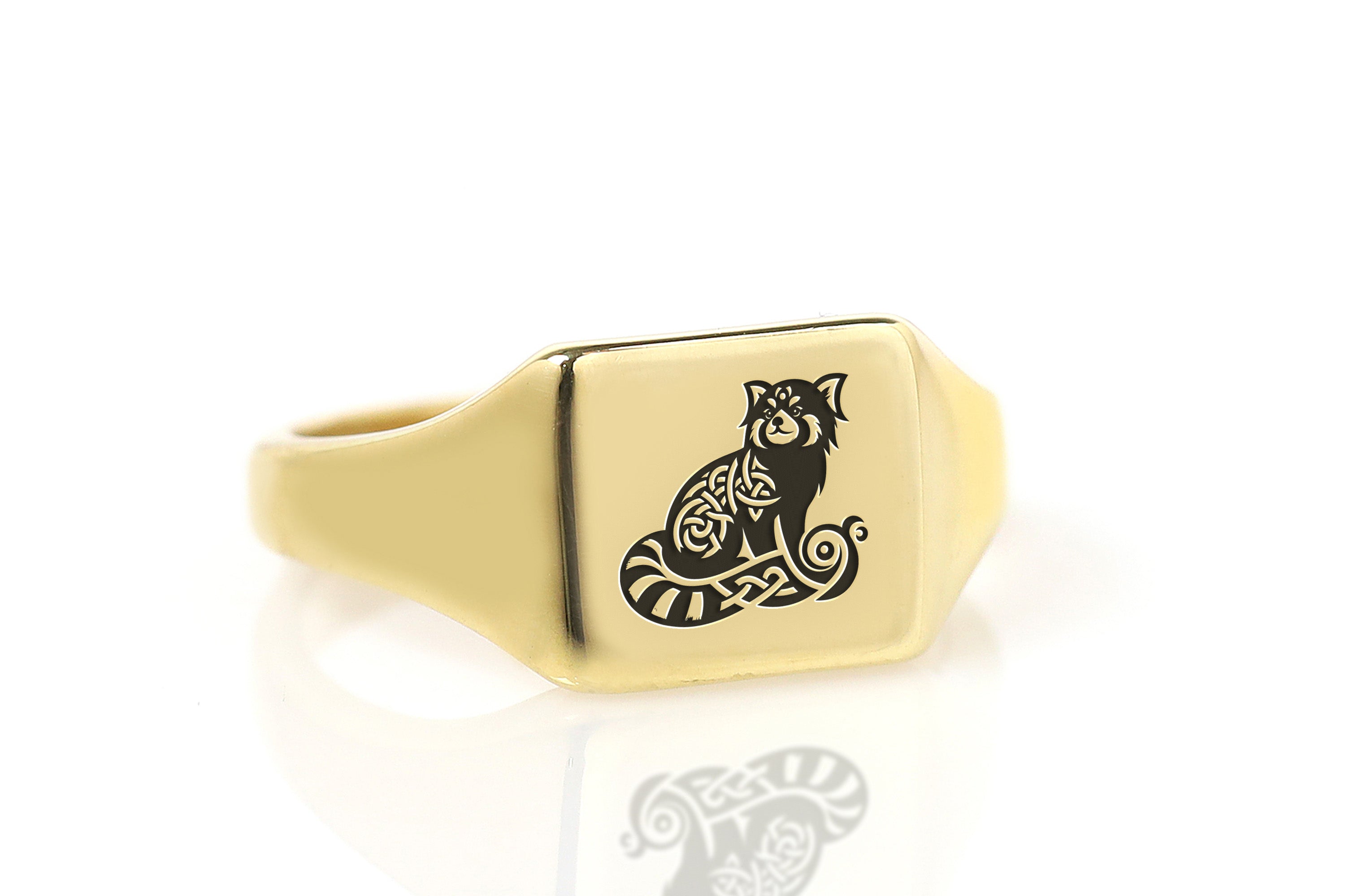Red Panda Gold Signet Ring