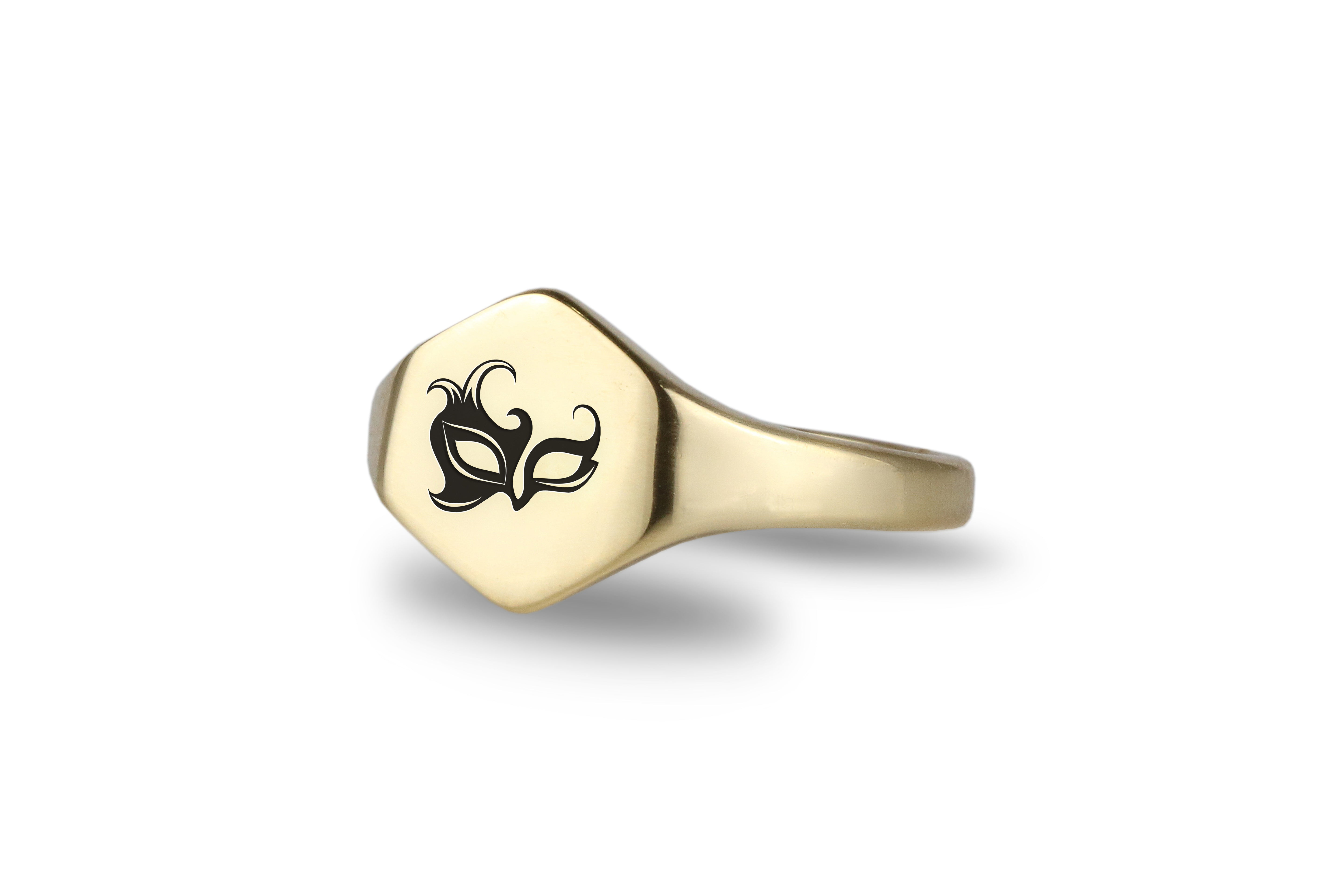 Gold Mask Signet Ring