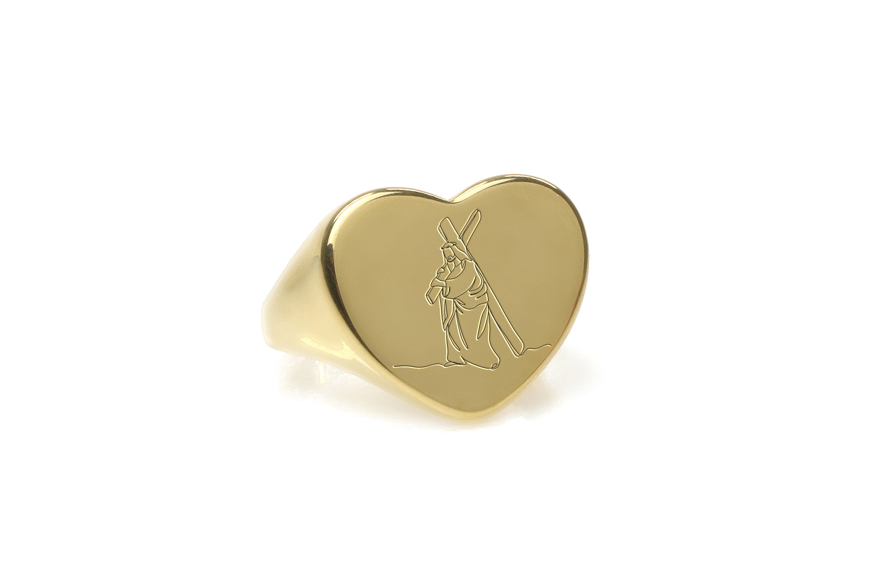 Gold Jesus Signet Ring