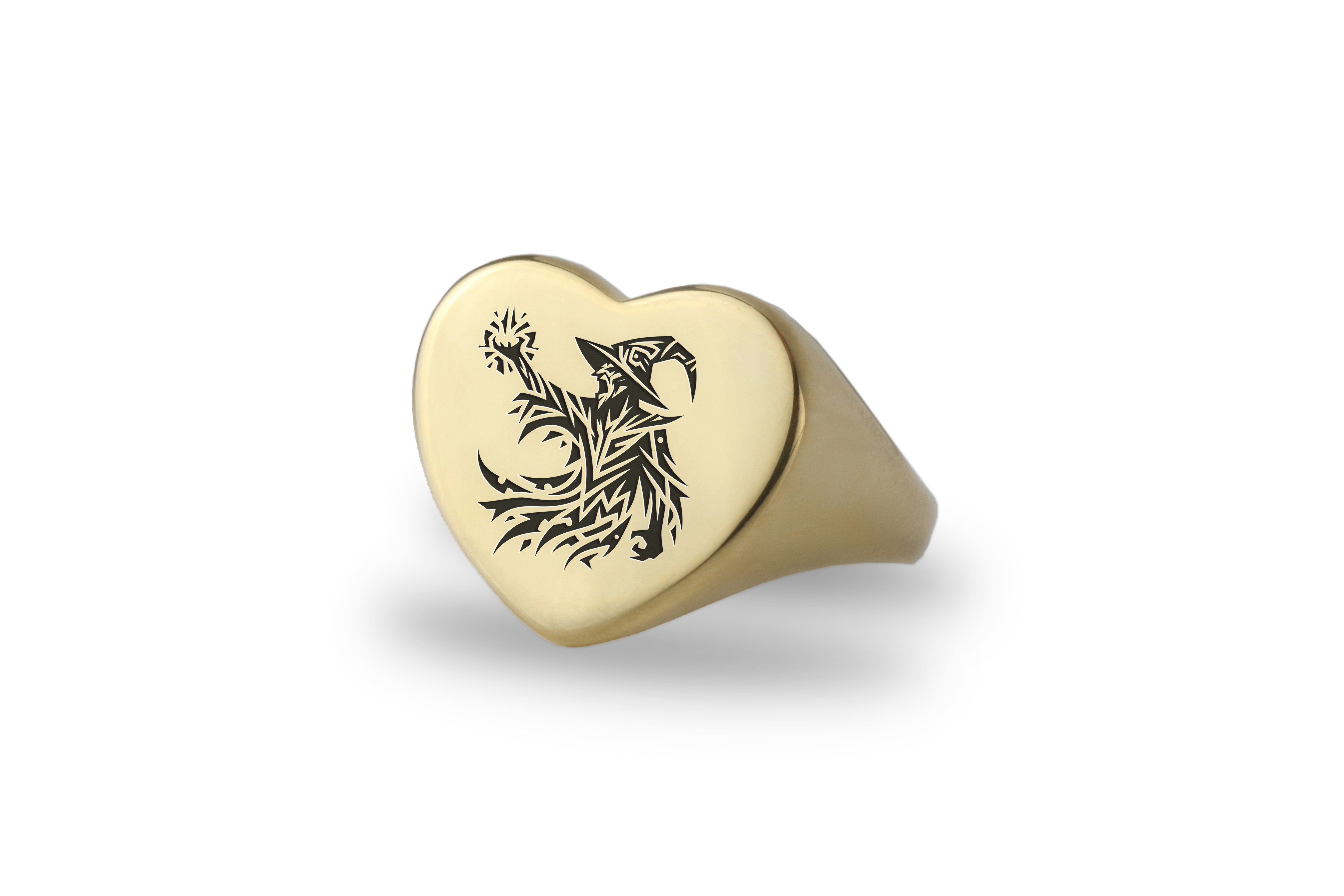 Engraved Wizard Gold Ring