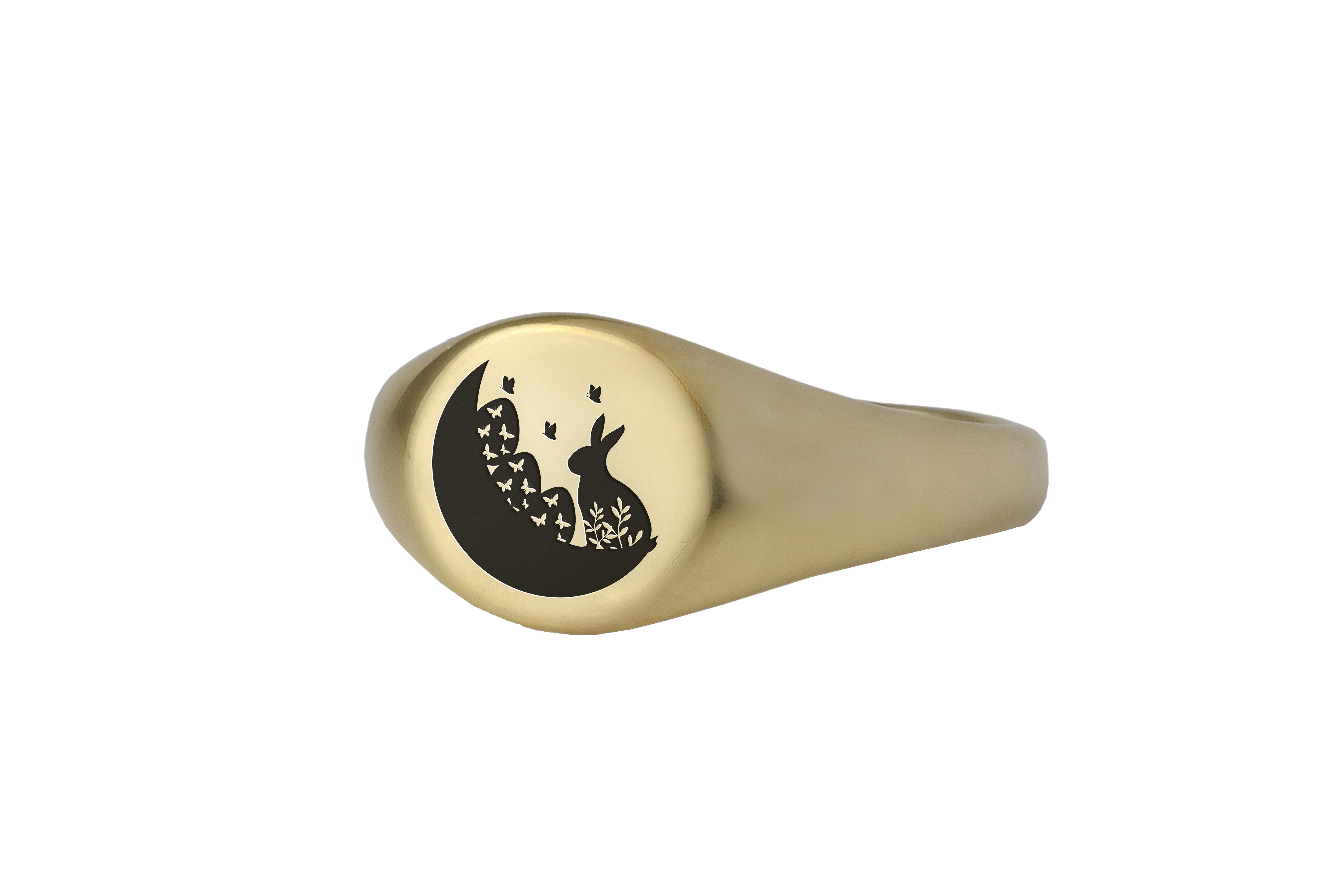 14k Gold Bunny Signet Ring