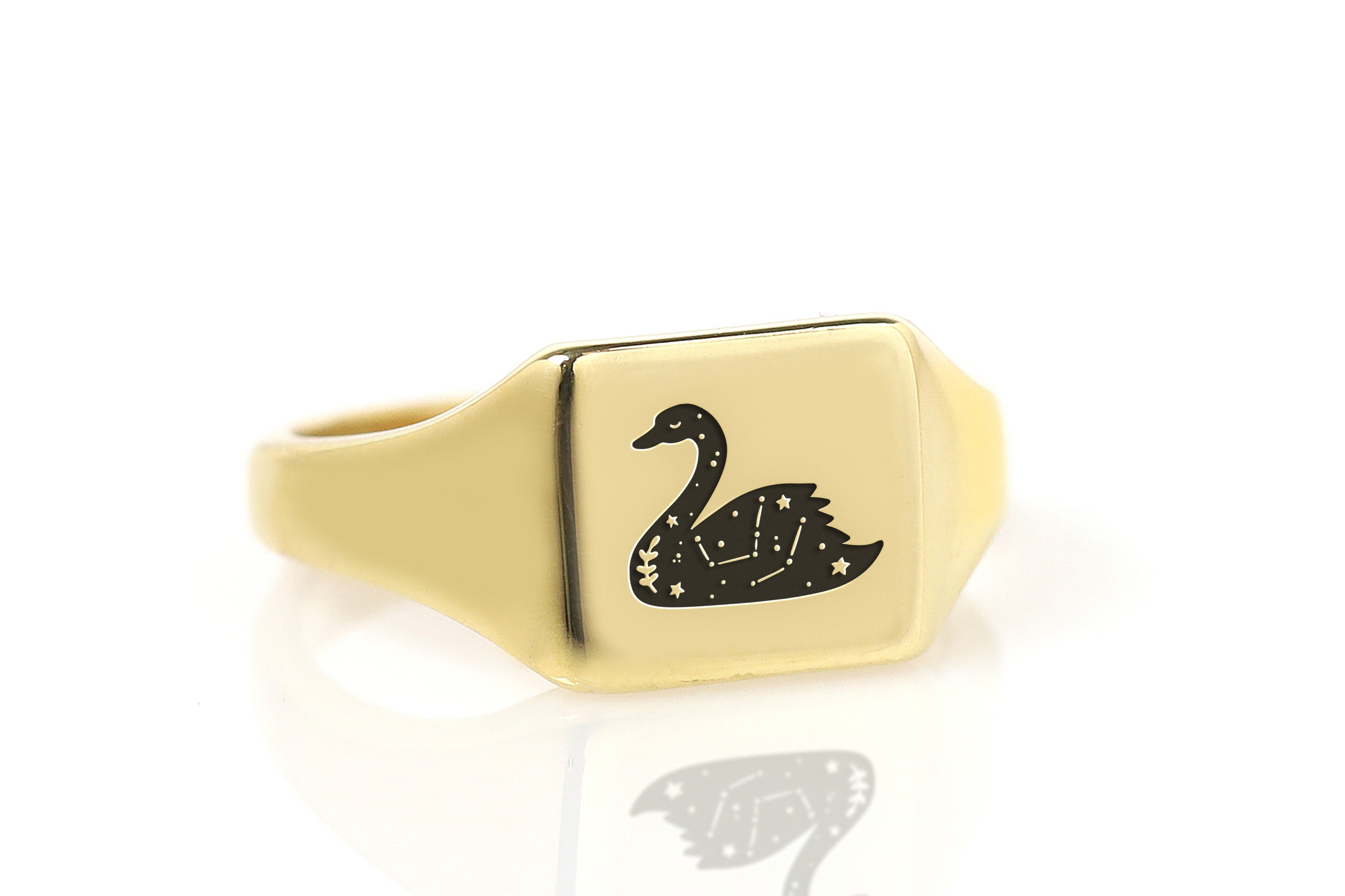 Engraved Swan Signet Ring