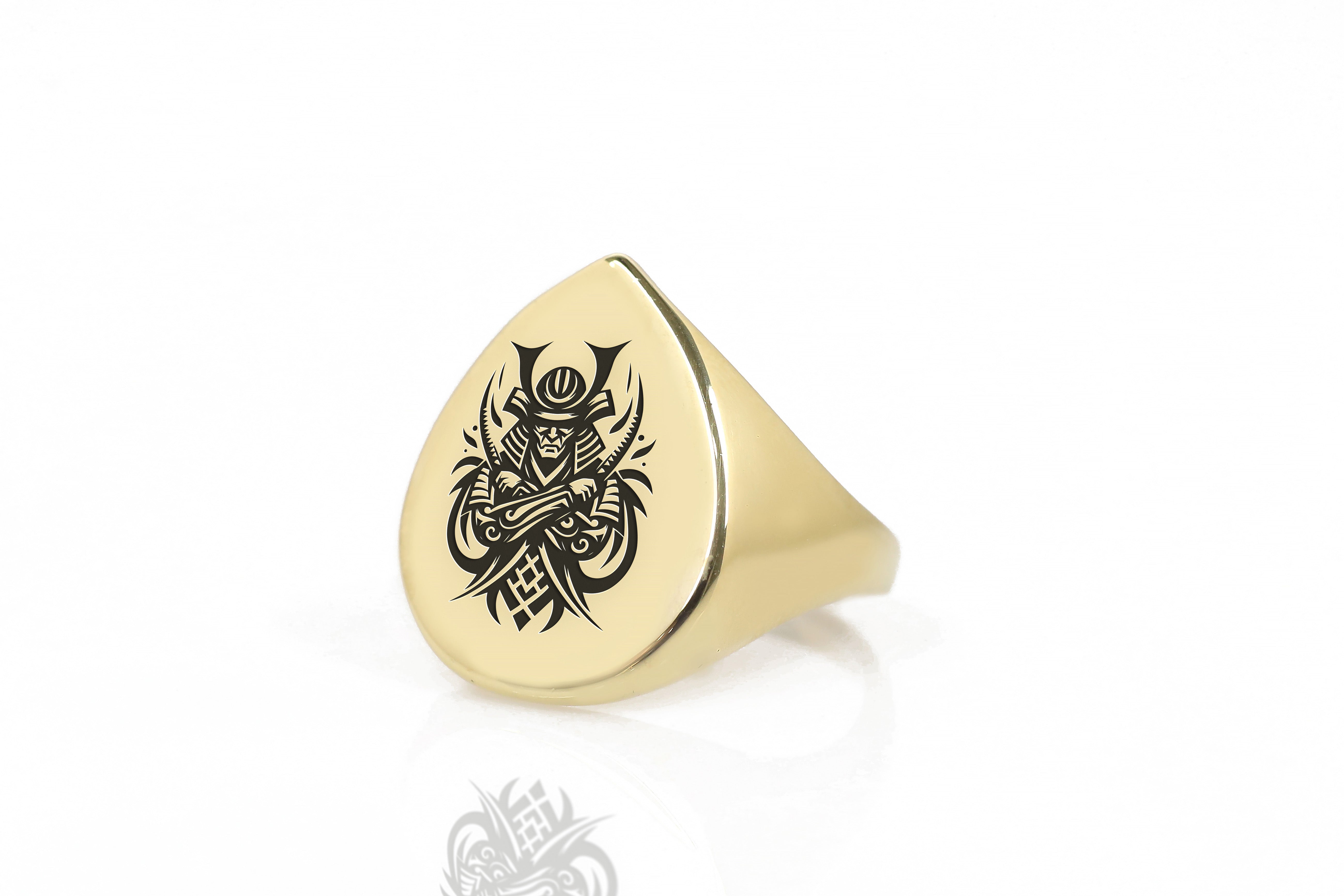 14k Gold Samurai Signet Ring