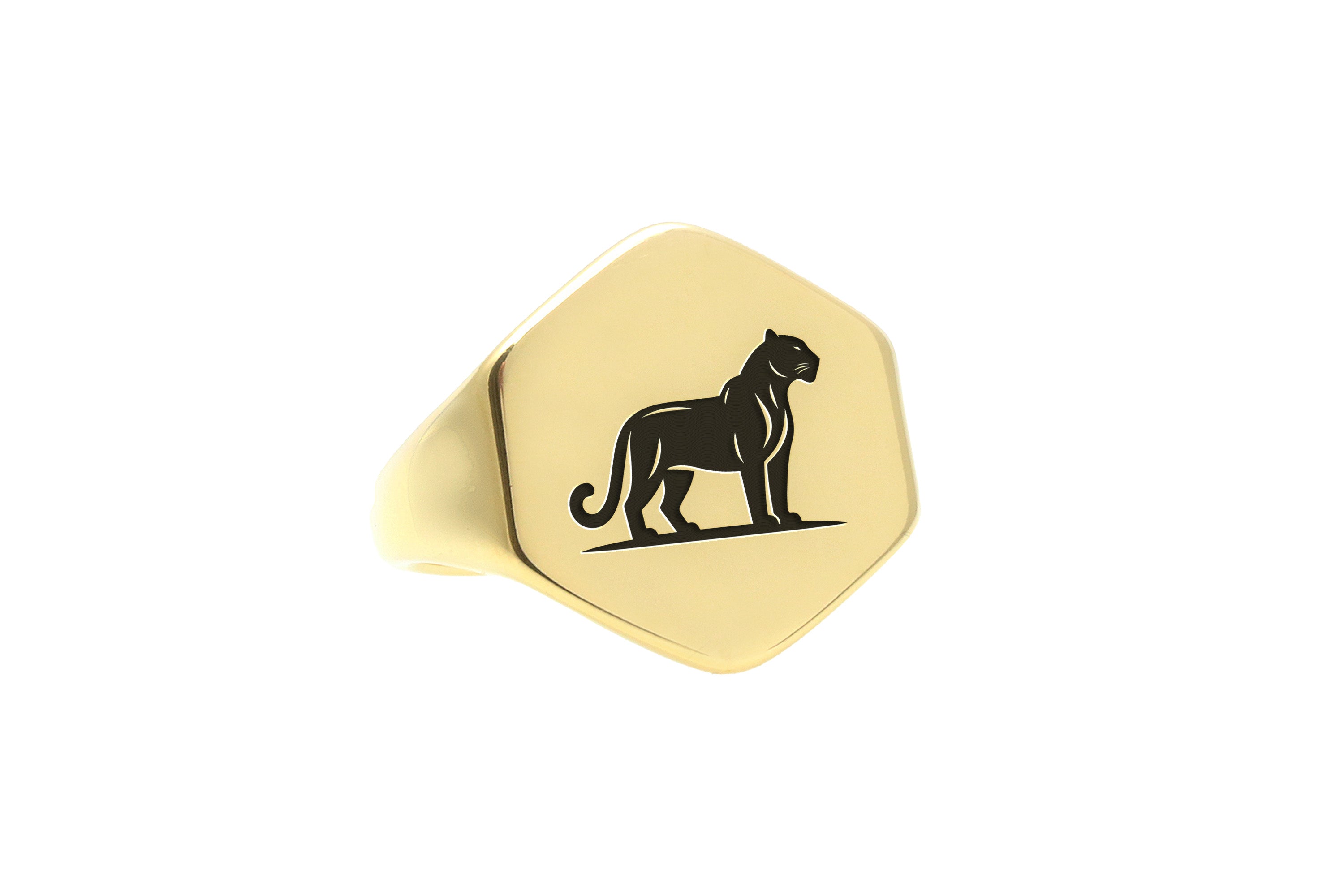 Engraved Cougar Signet Ring