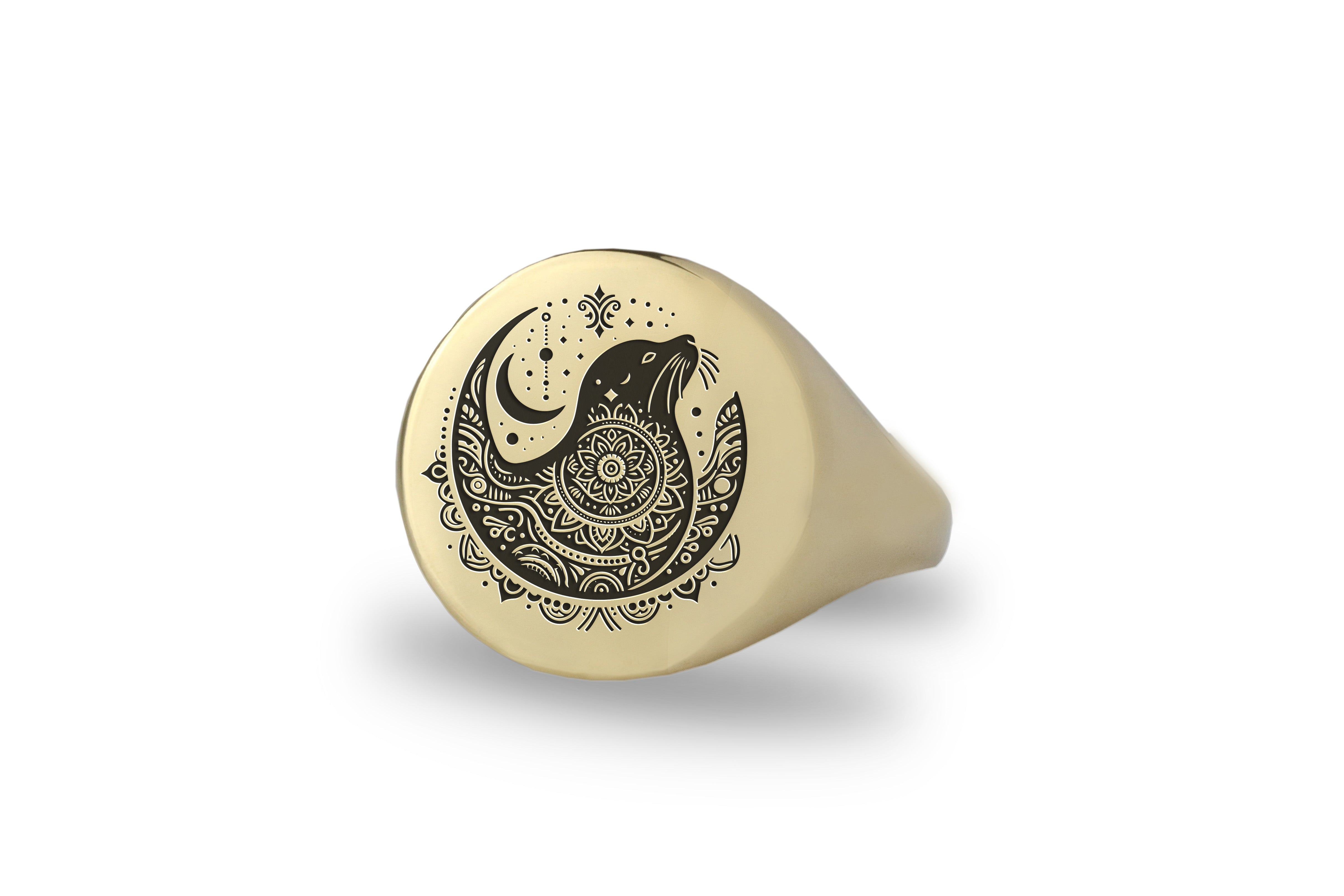 14k Gold Seal Signet Ring