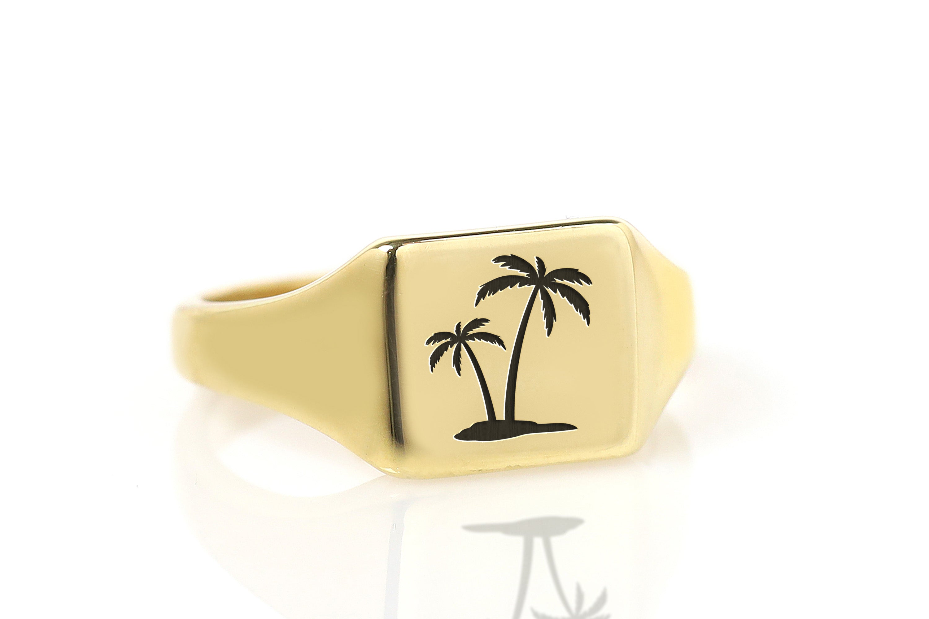 Palm Tree Engraving Ring