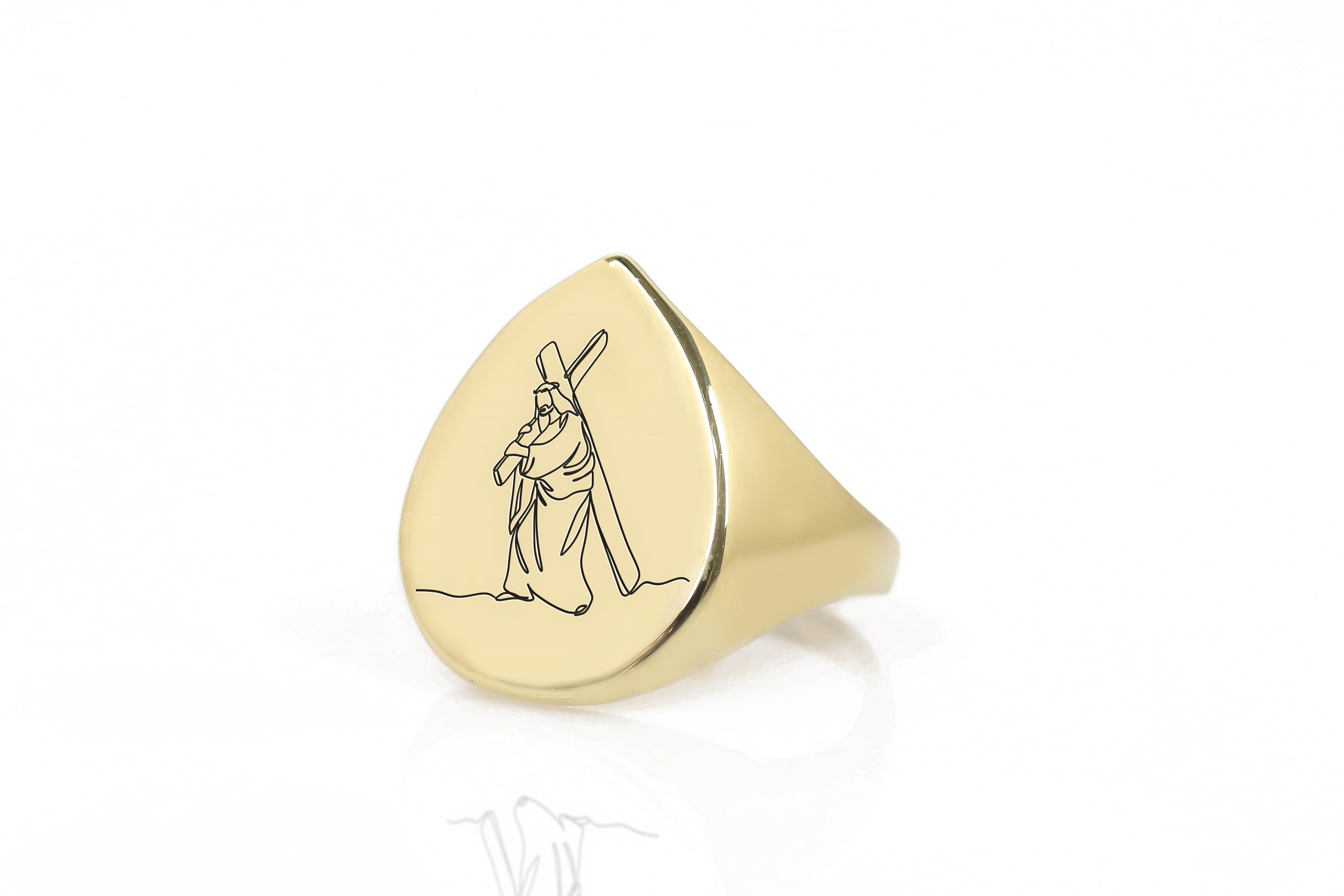 Jesus Cross Engraved Ring
