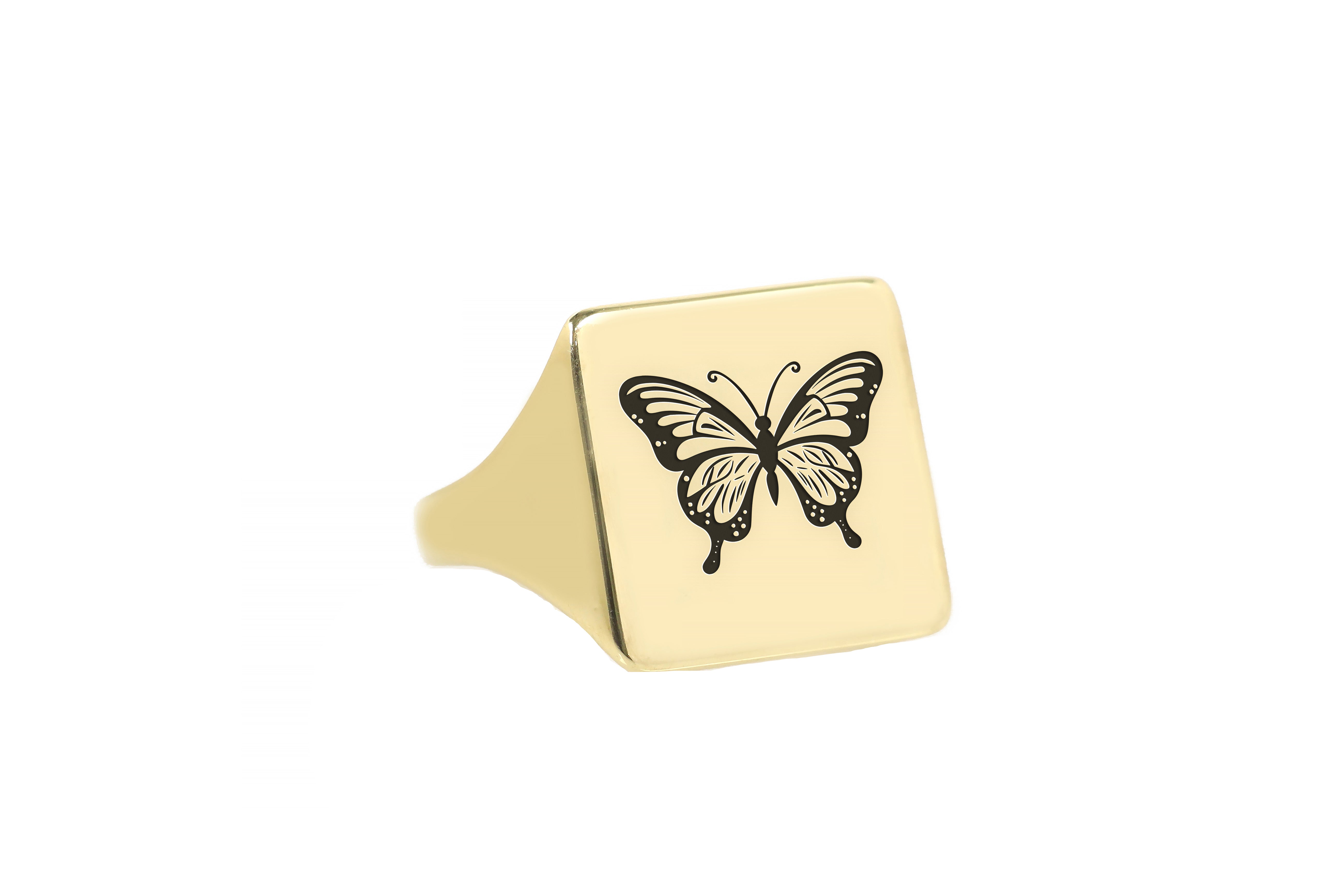 14k Gold Butterfly Signet Ring