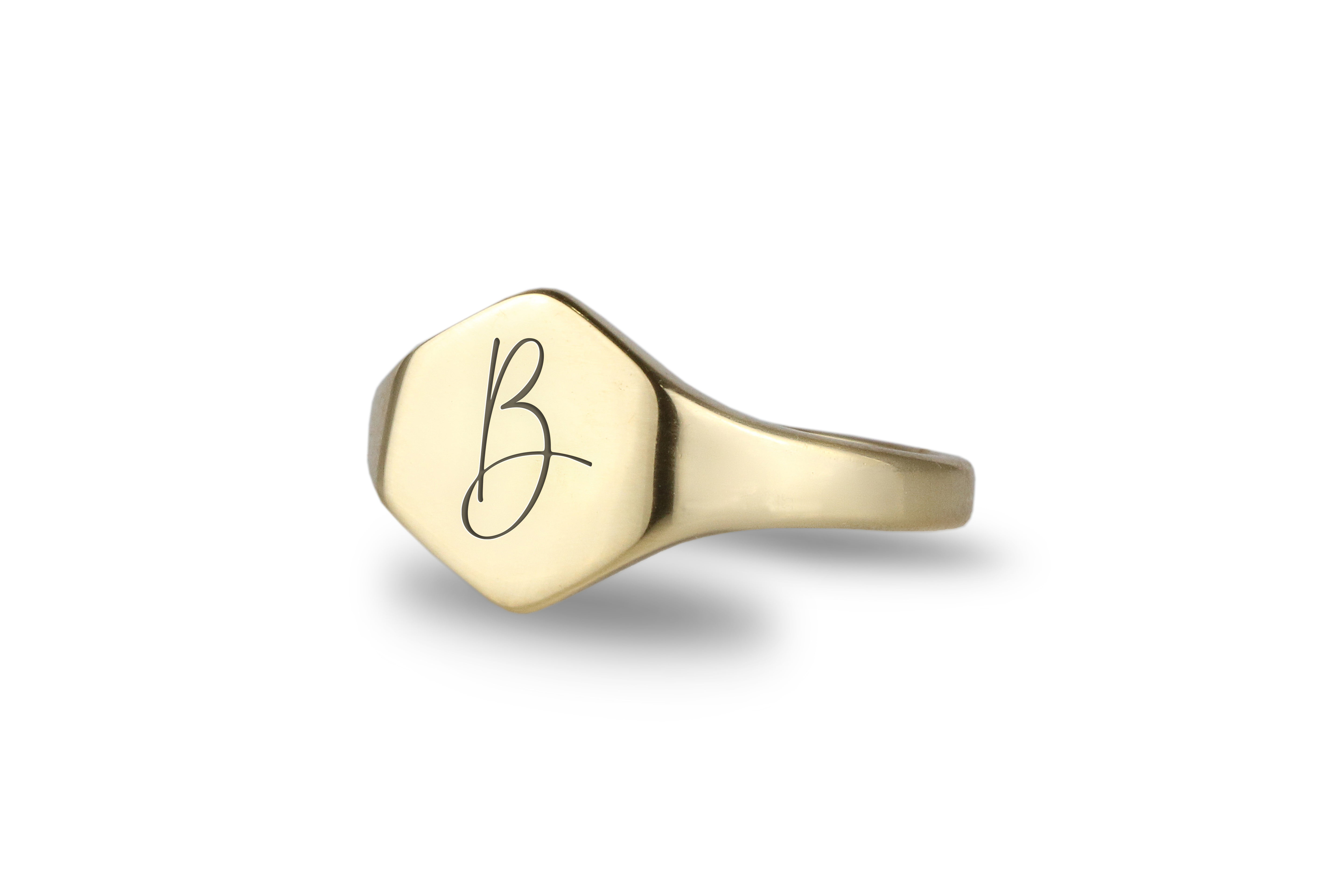 Gold Letter Signet Ring