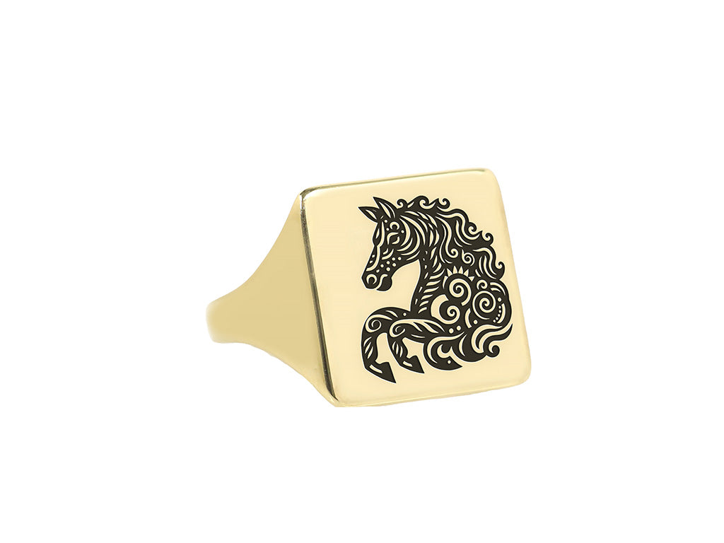 Tribal Horse Signet Ring