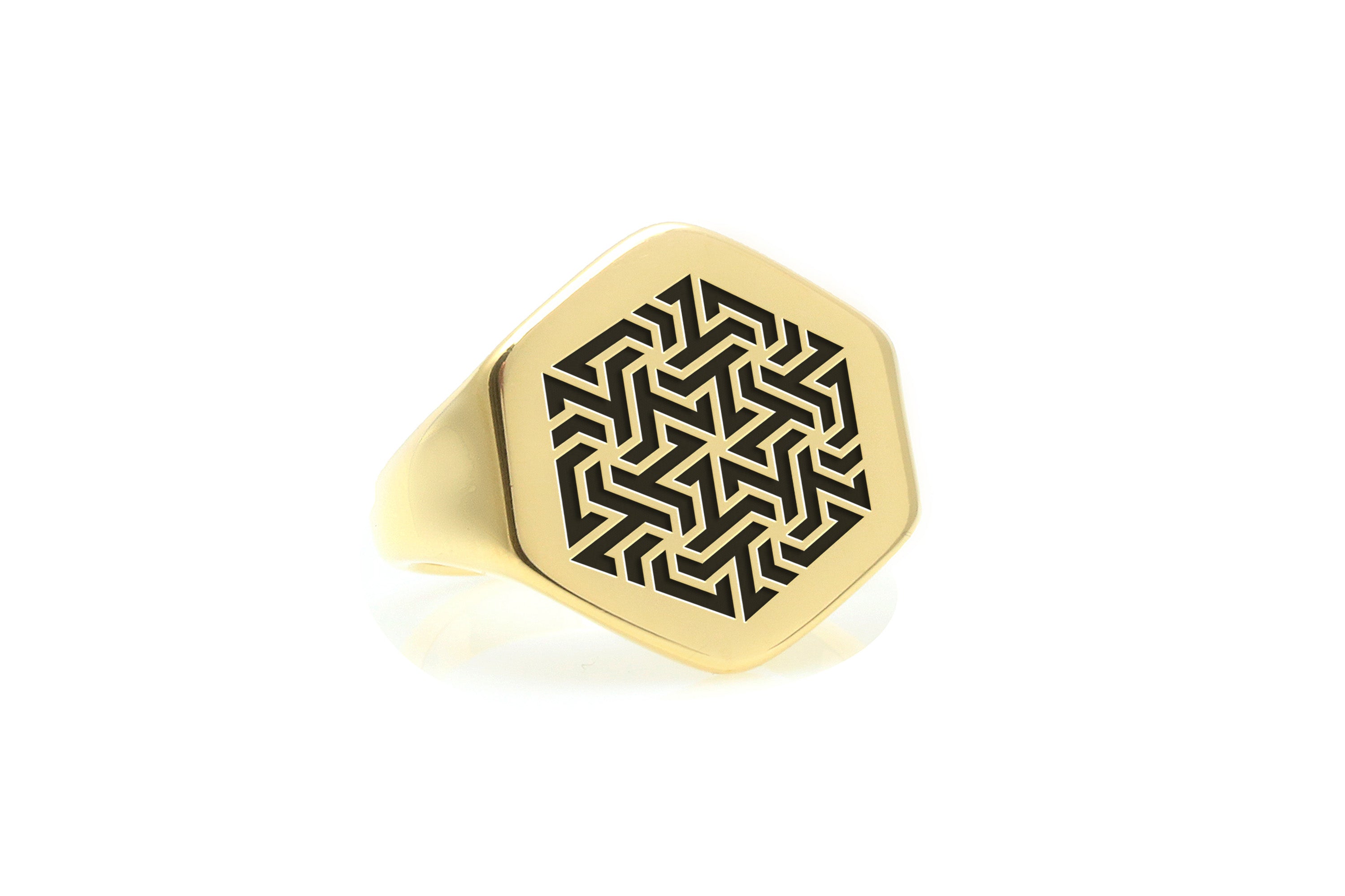 Engraved Maze Signet Ring
