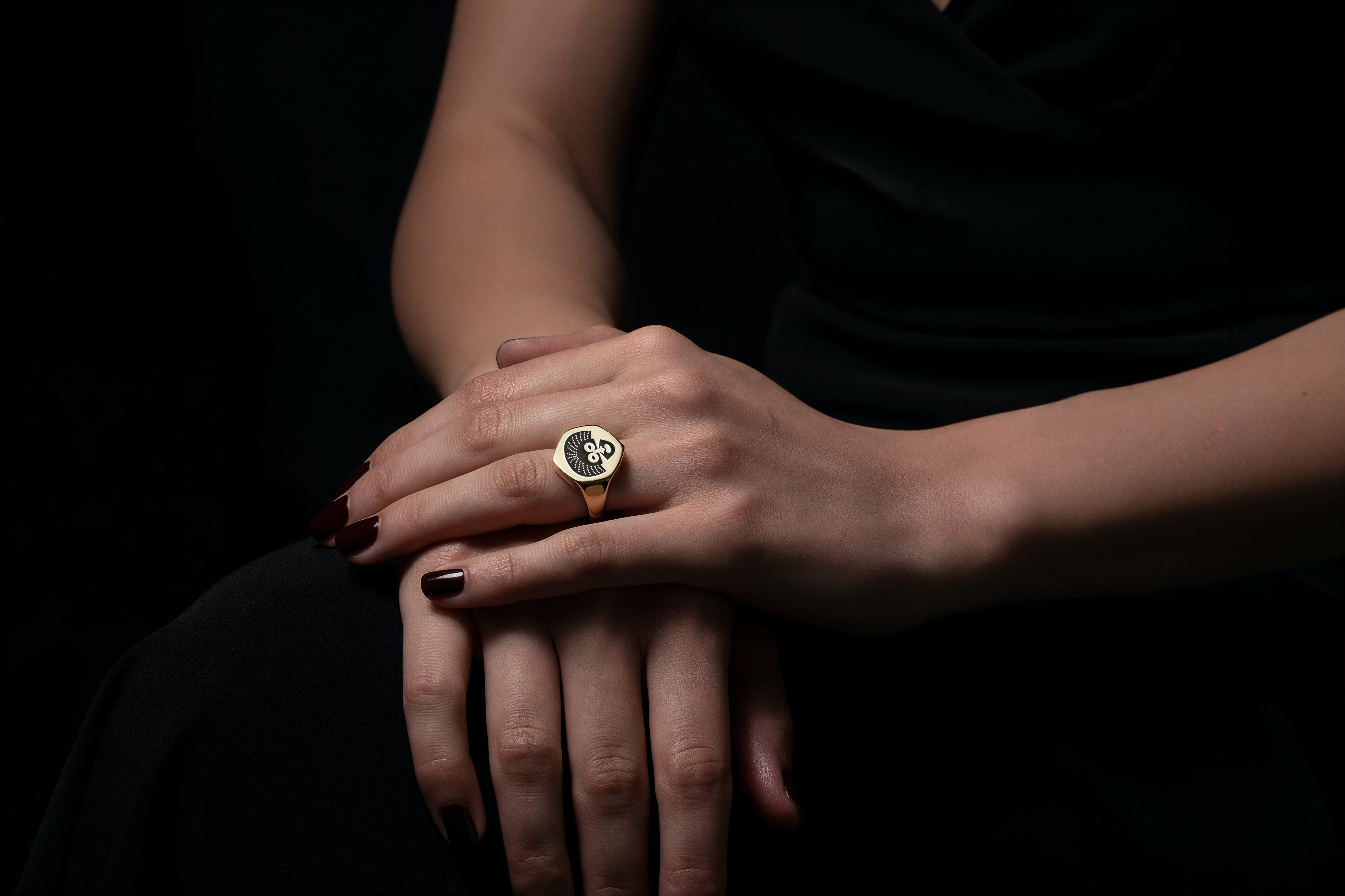 Gold African Mask Signet Ring