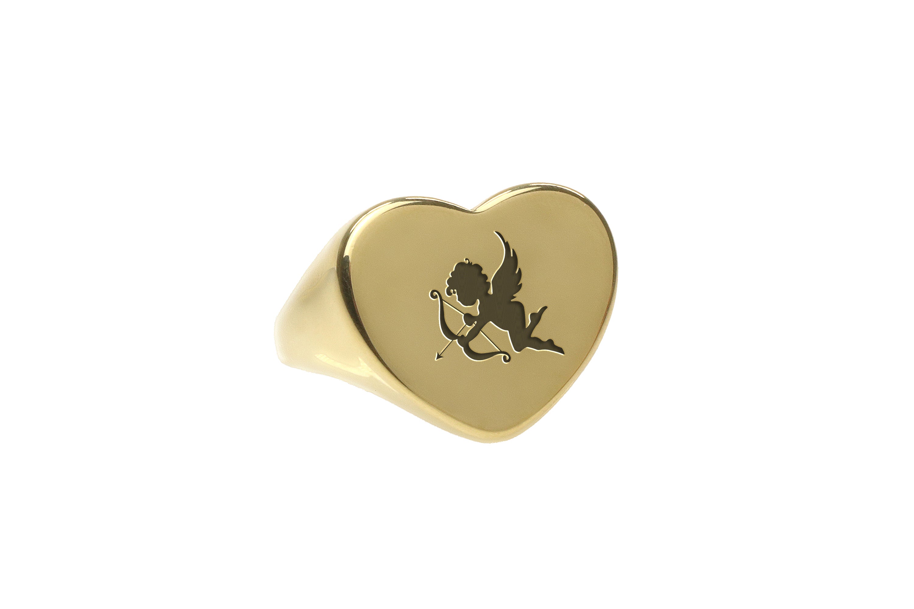 Gold Cupid Signet Ring