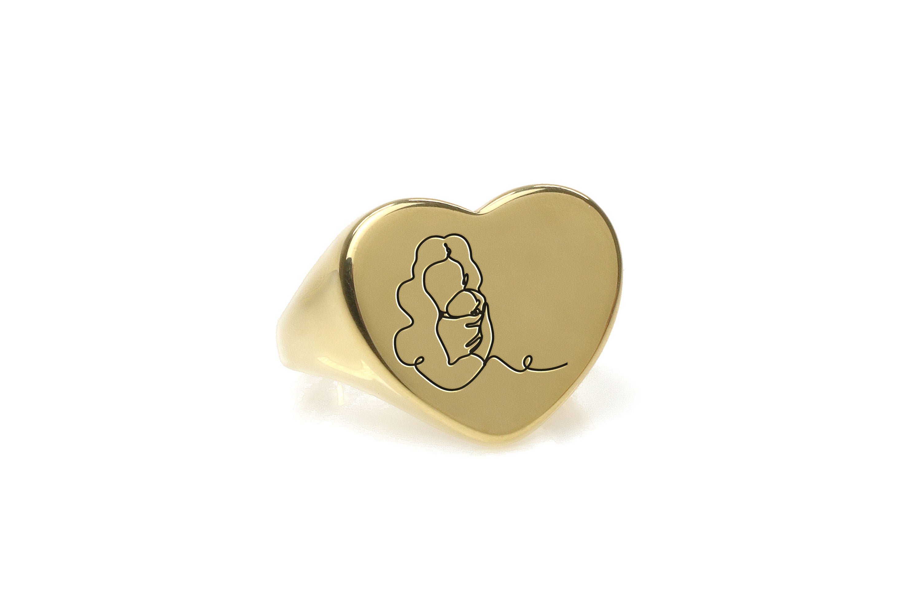 Mom And Baby Line Art Ring