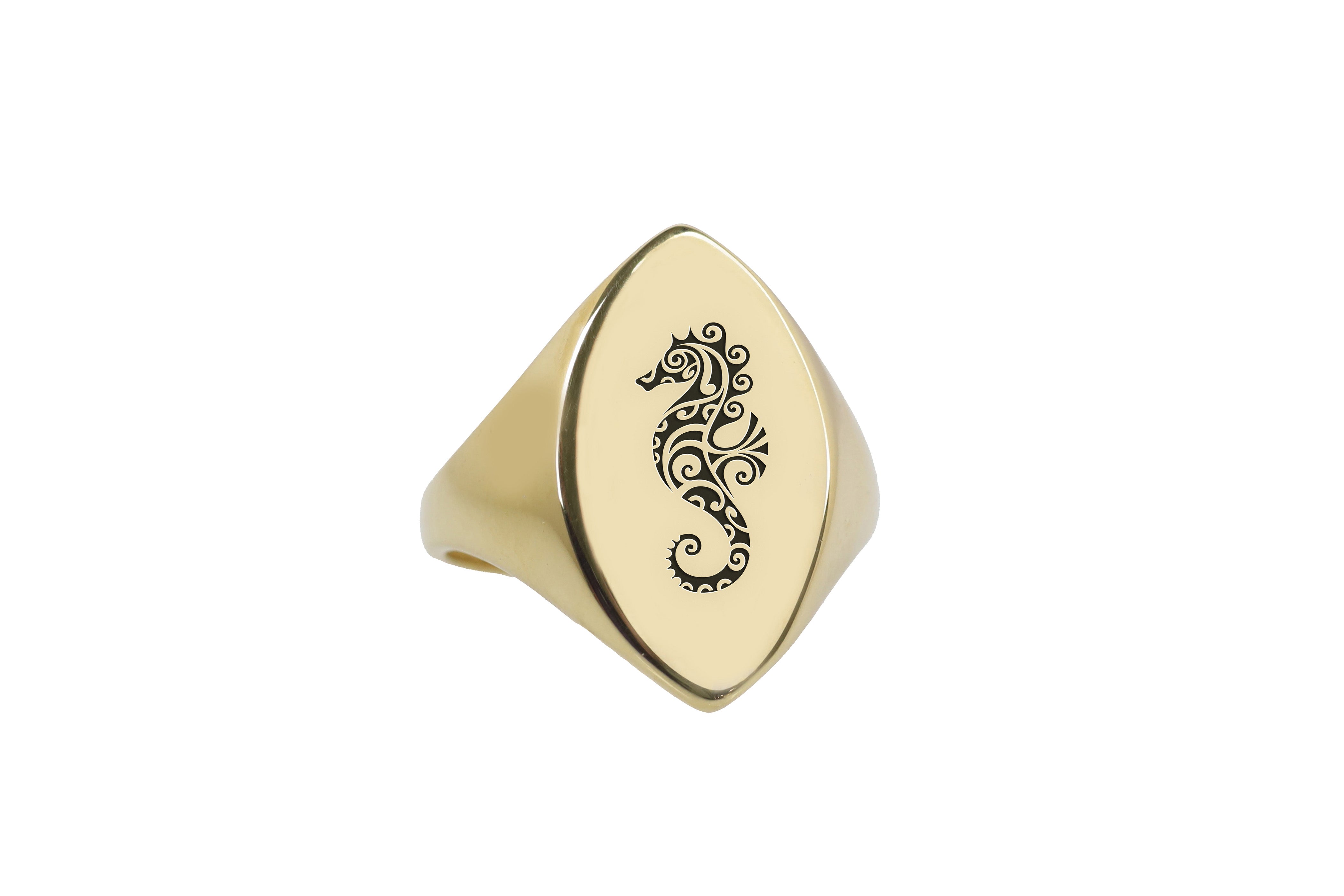 Polynesian Sea Horse Signet Ring