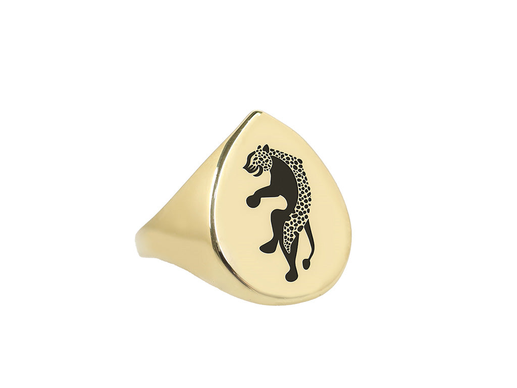 14k Gold Jaguar Signet Ring
