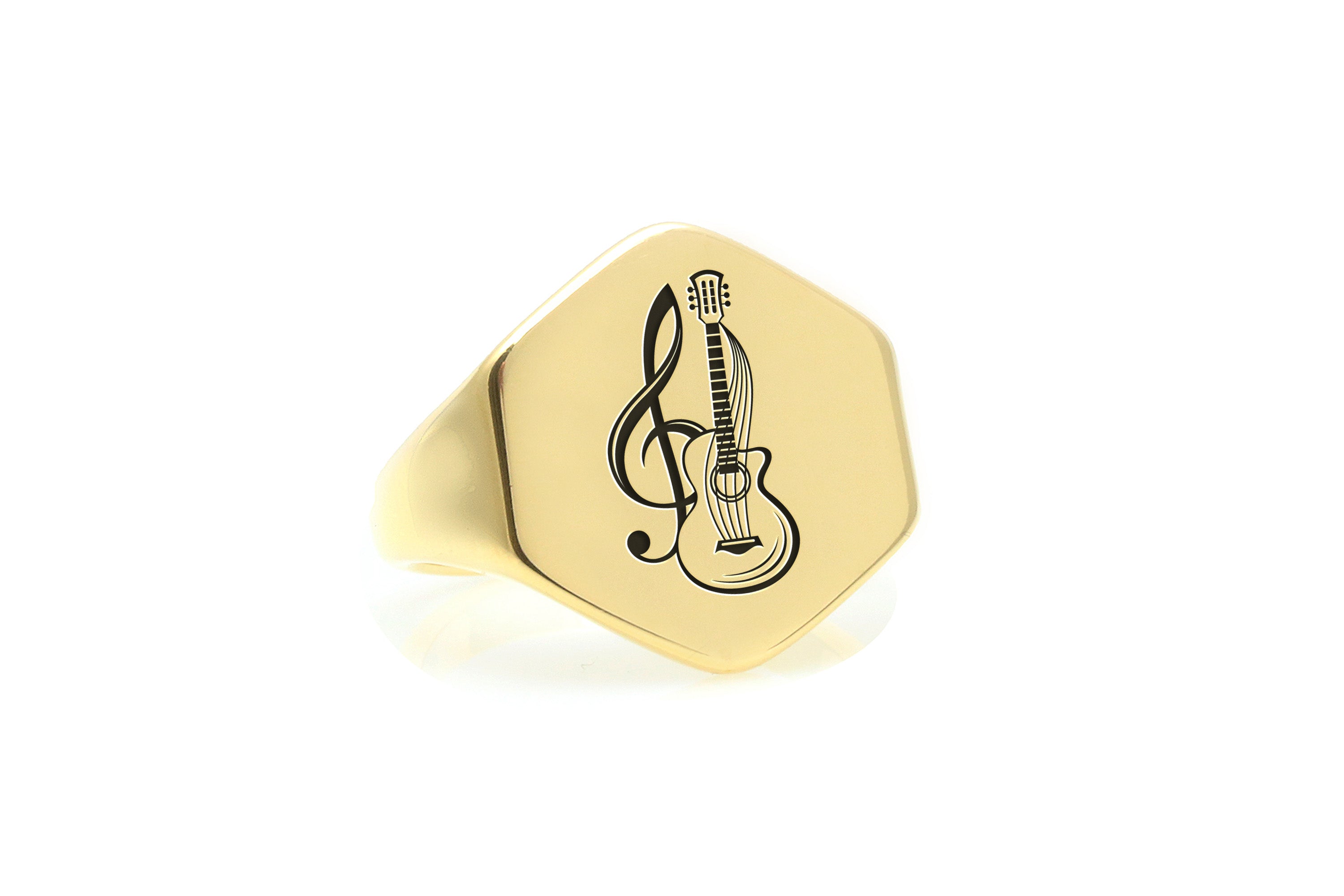14k Gold Guitar Signet Ring
