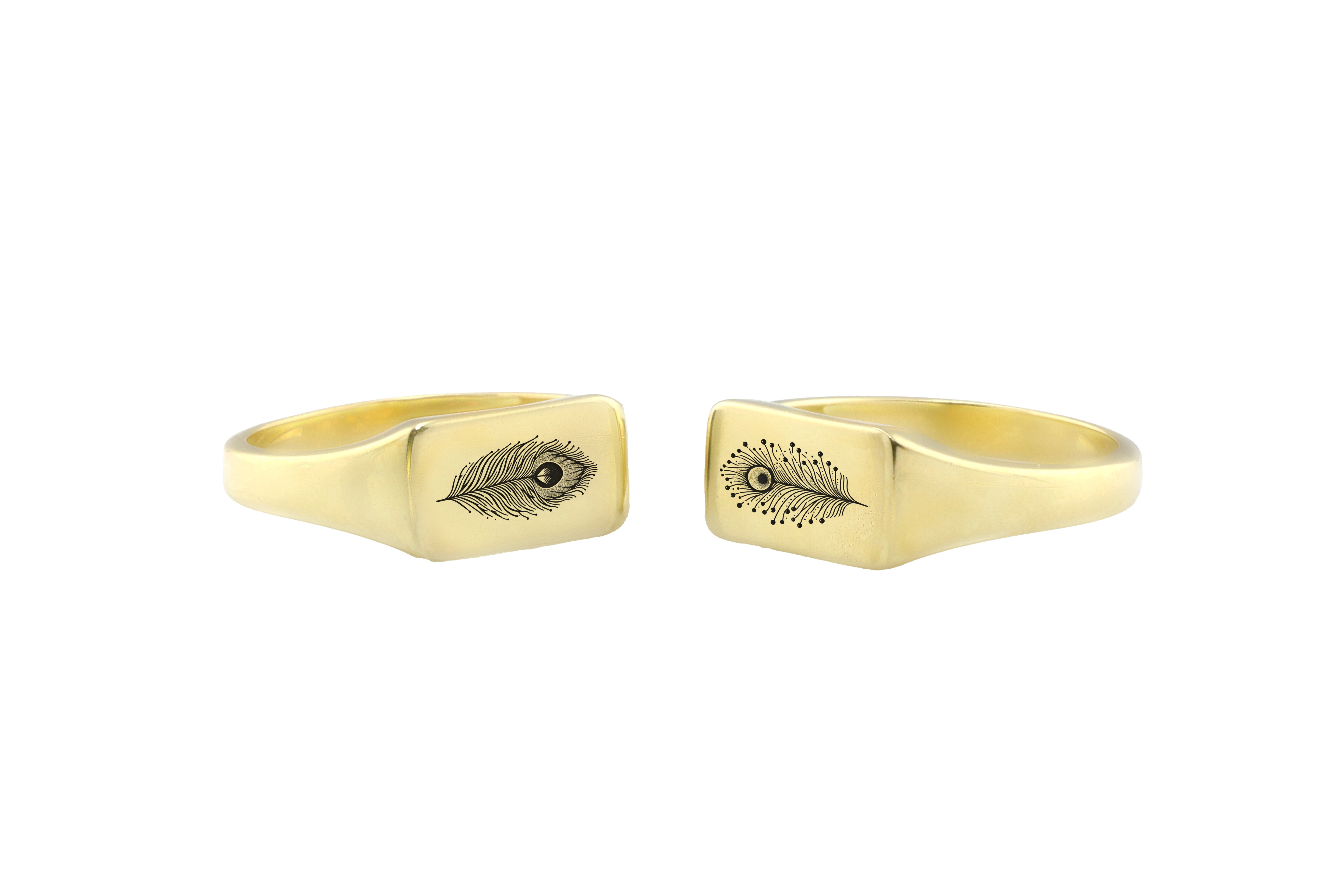 Peafowl Feather Gold Ring
