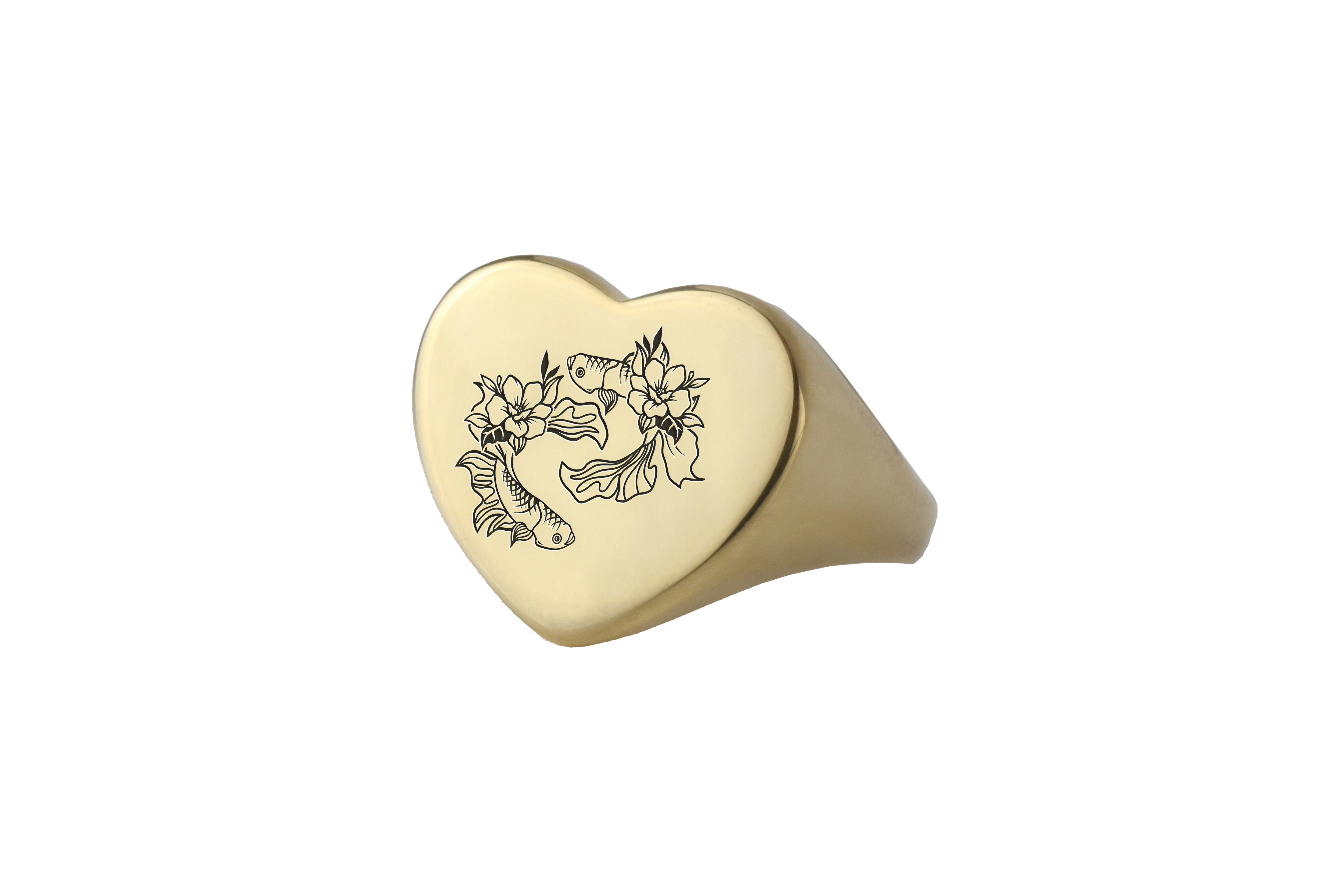 Koi Fish Heart Shaped Ring