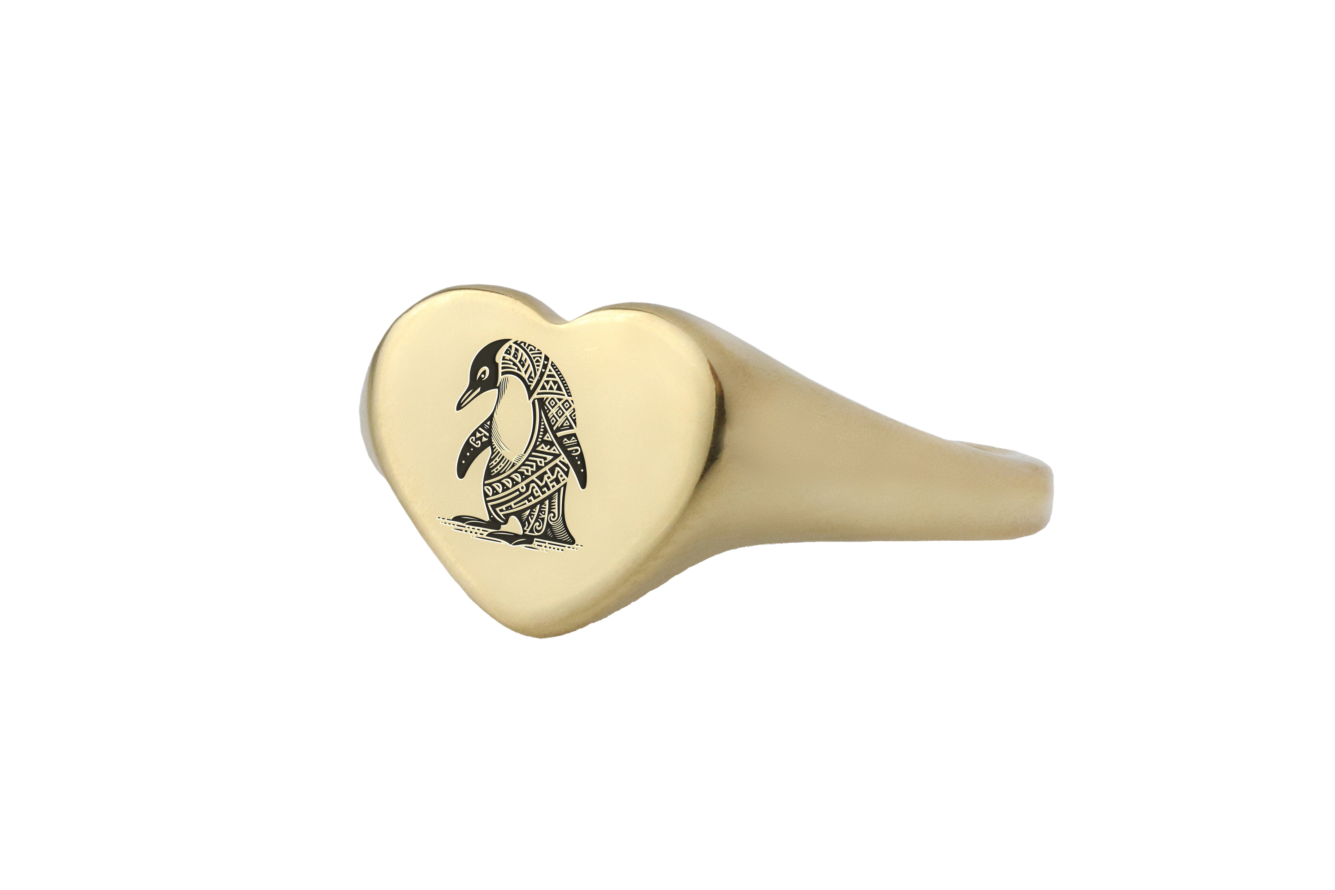 Tribal Penguin Engraved Ring