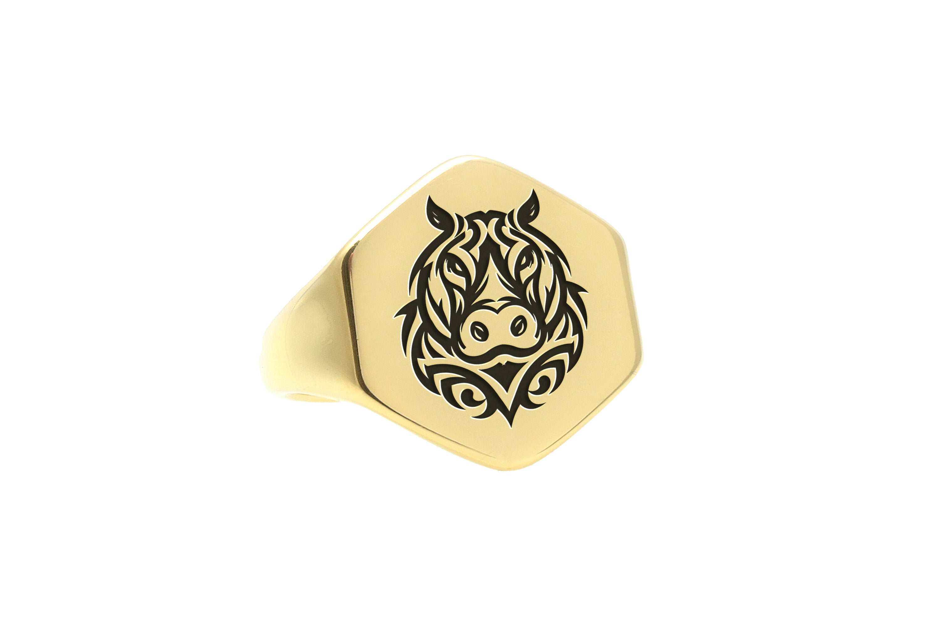 Custom Hippo Gold Signet Ring