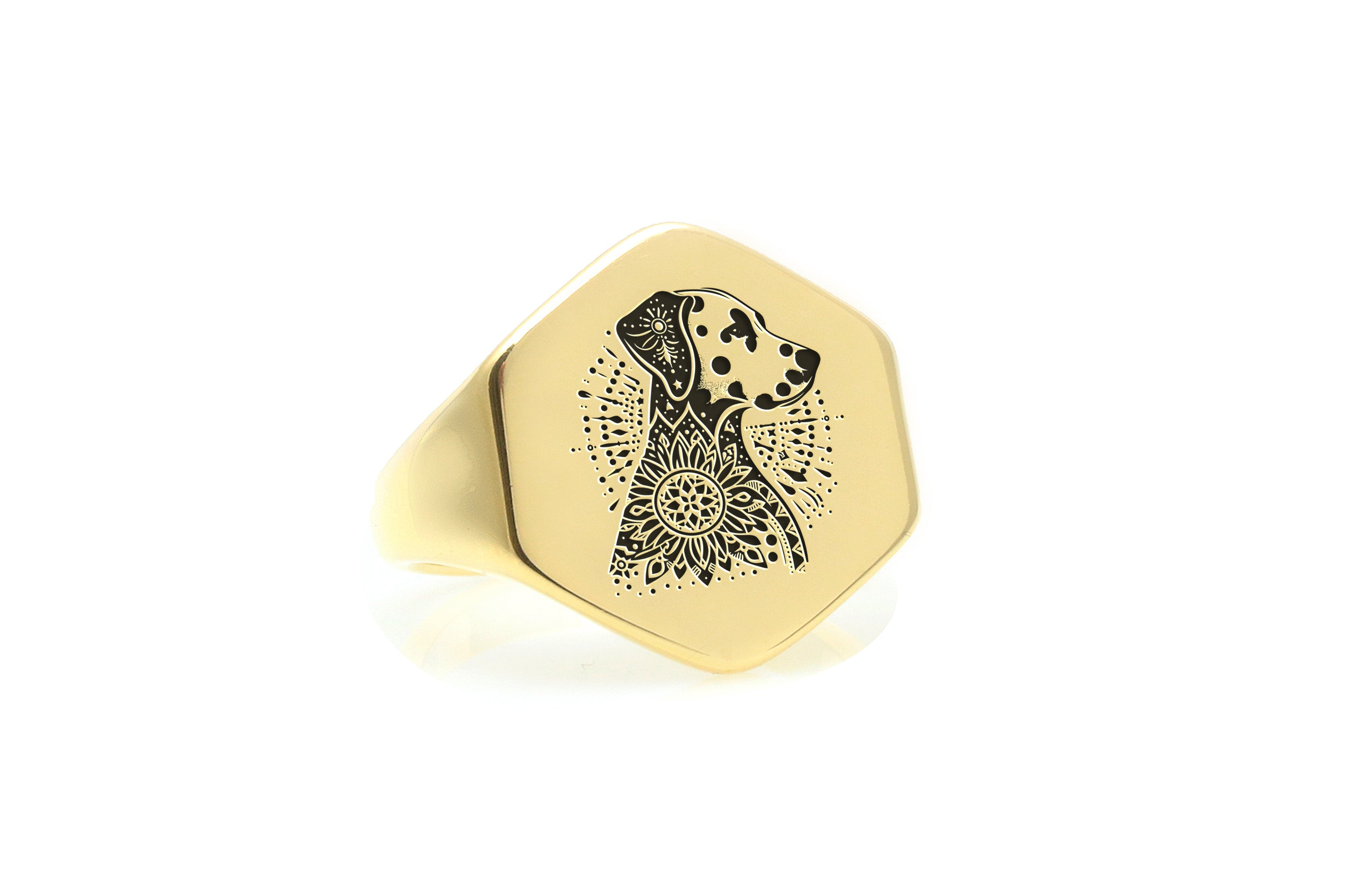 Dalmatian Dog Engraved Ring