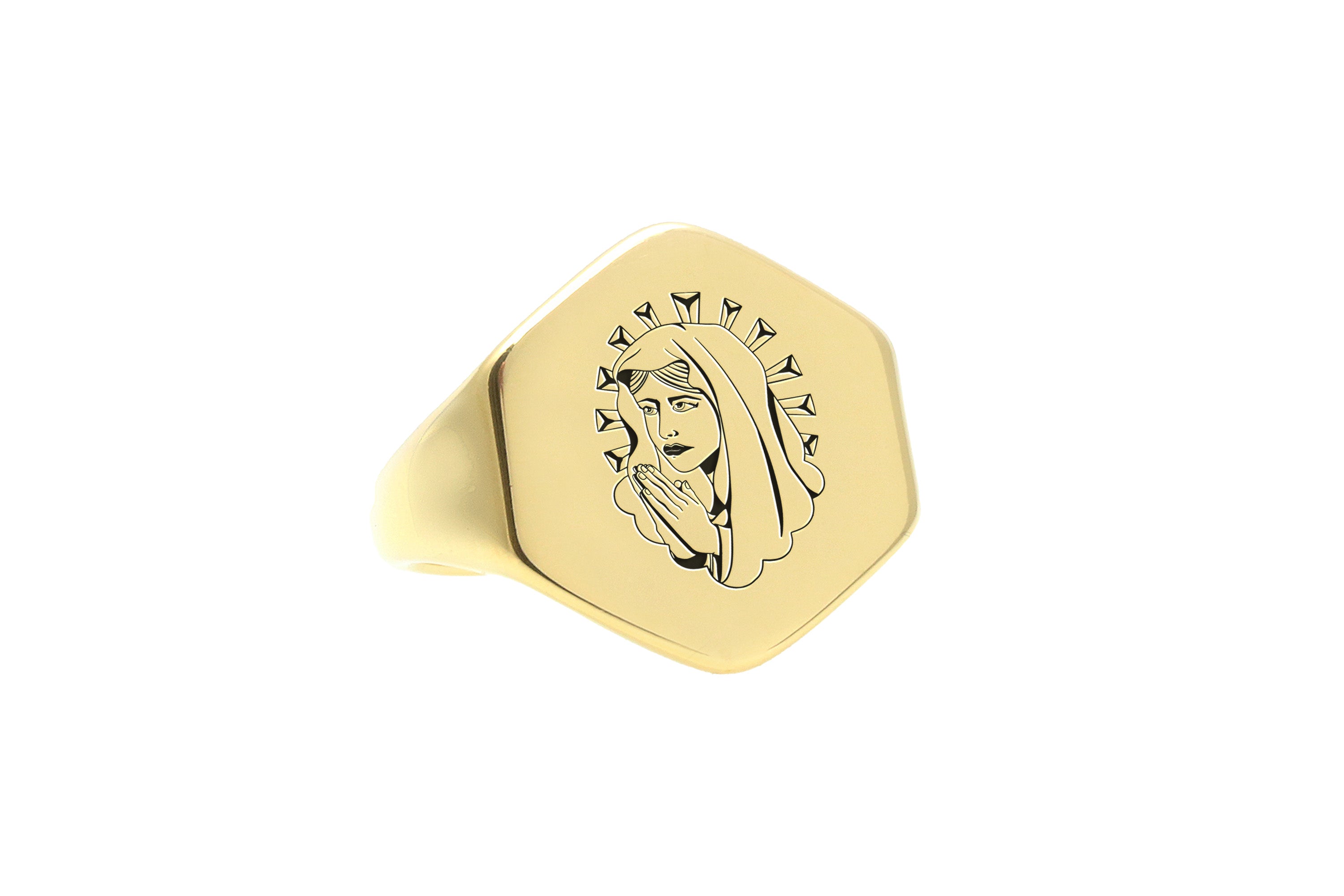 14k Gold Chicano Signet Ring