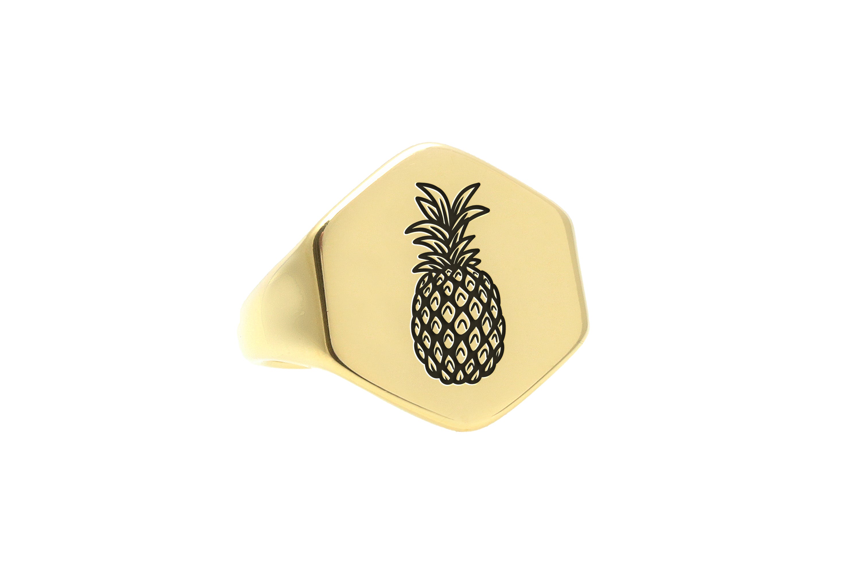 14k Gold Pineapple Signet Ring