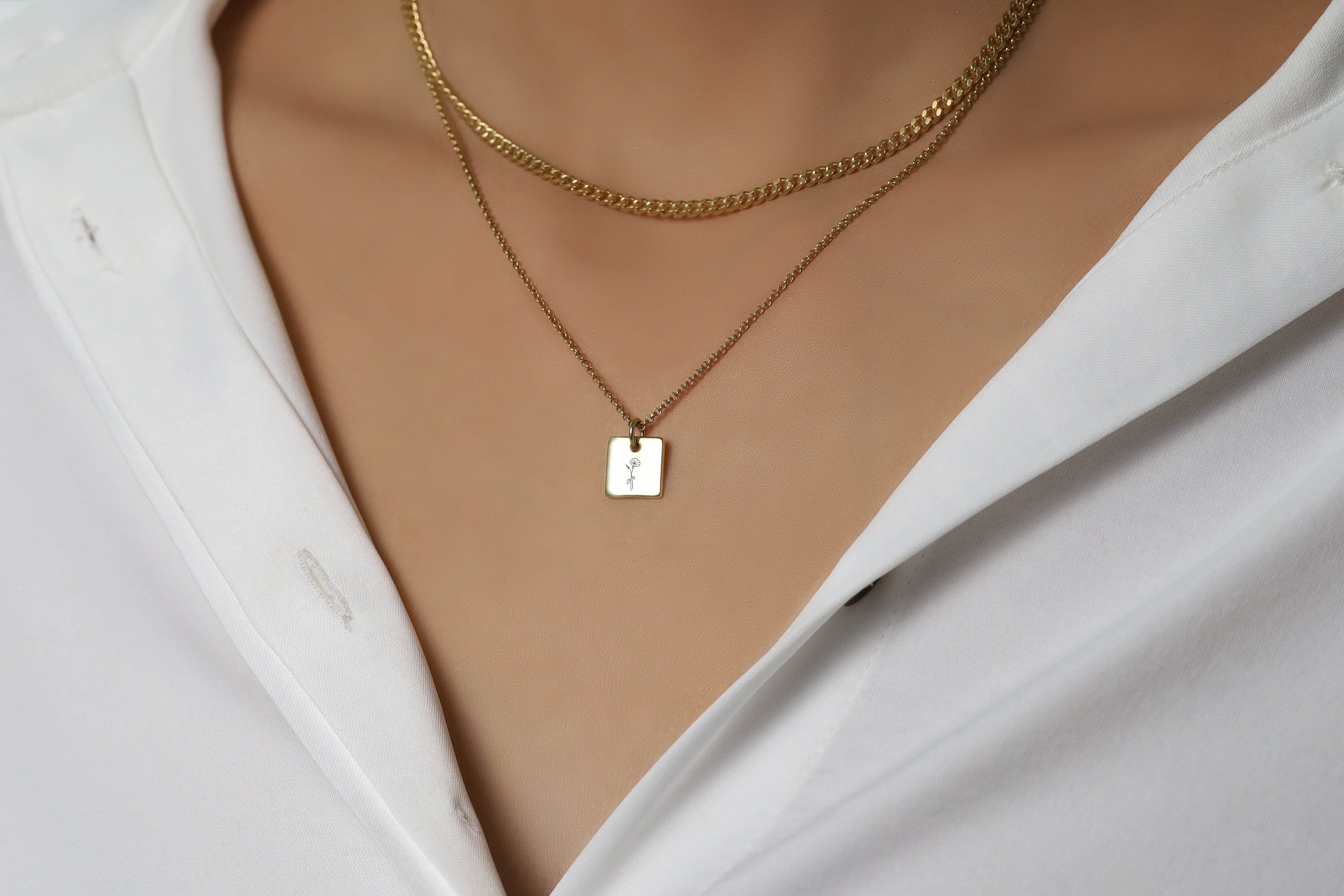 September Birth Month Engraved Necklace