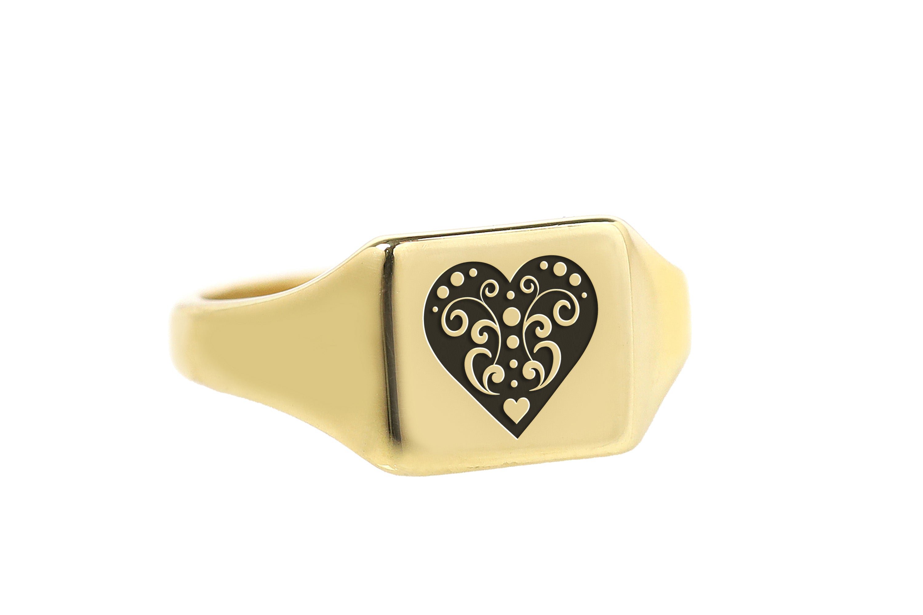 Poker Heart Engraved Ring