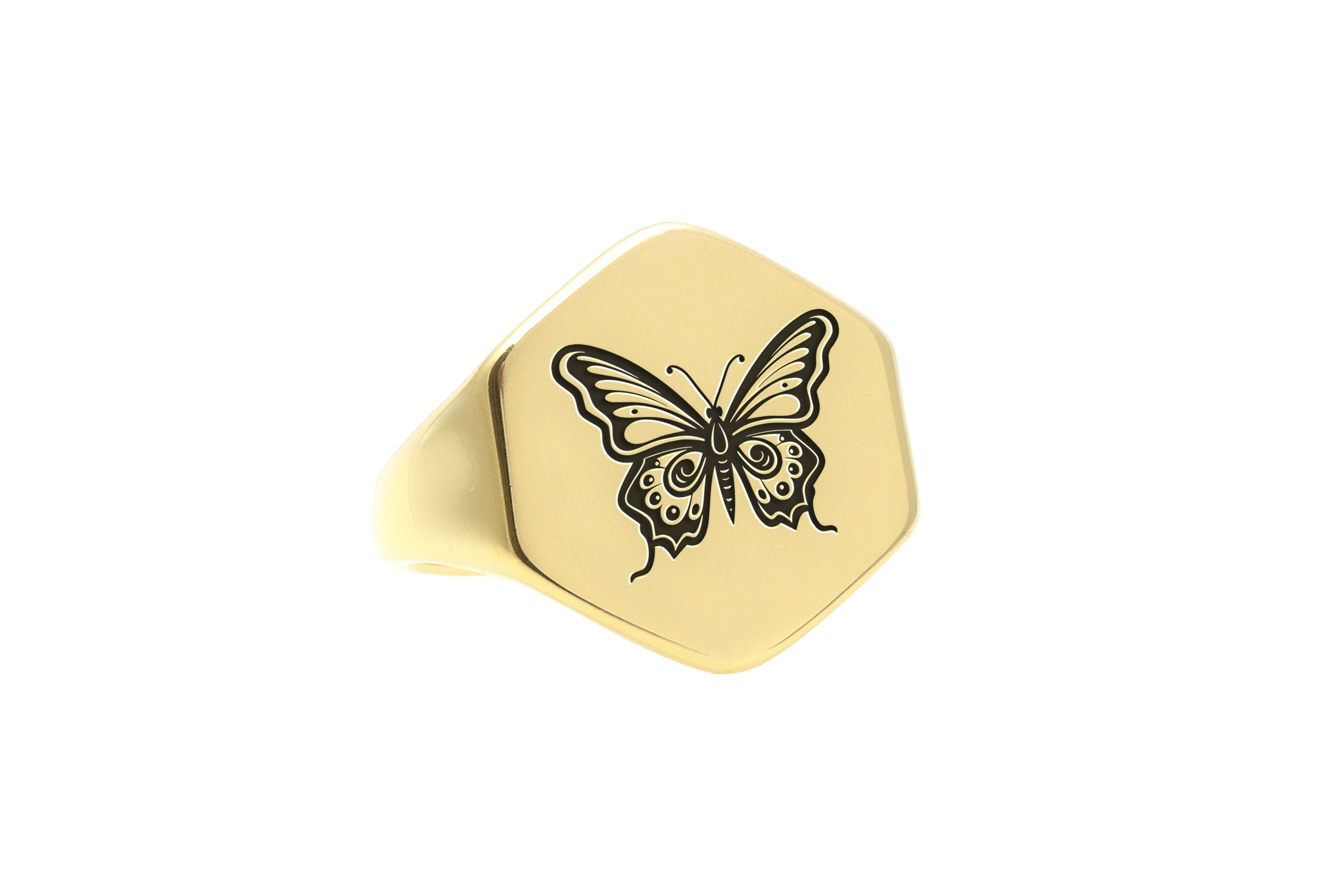 14k Gold Butterfly Signet Ring