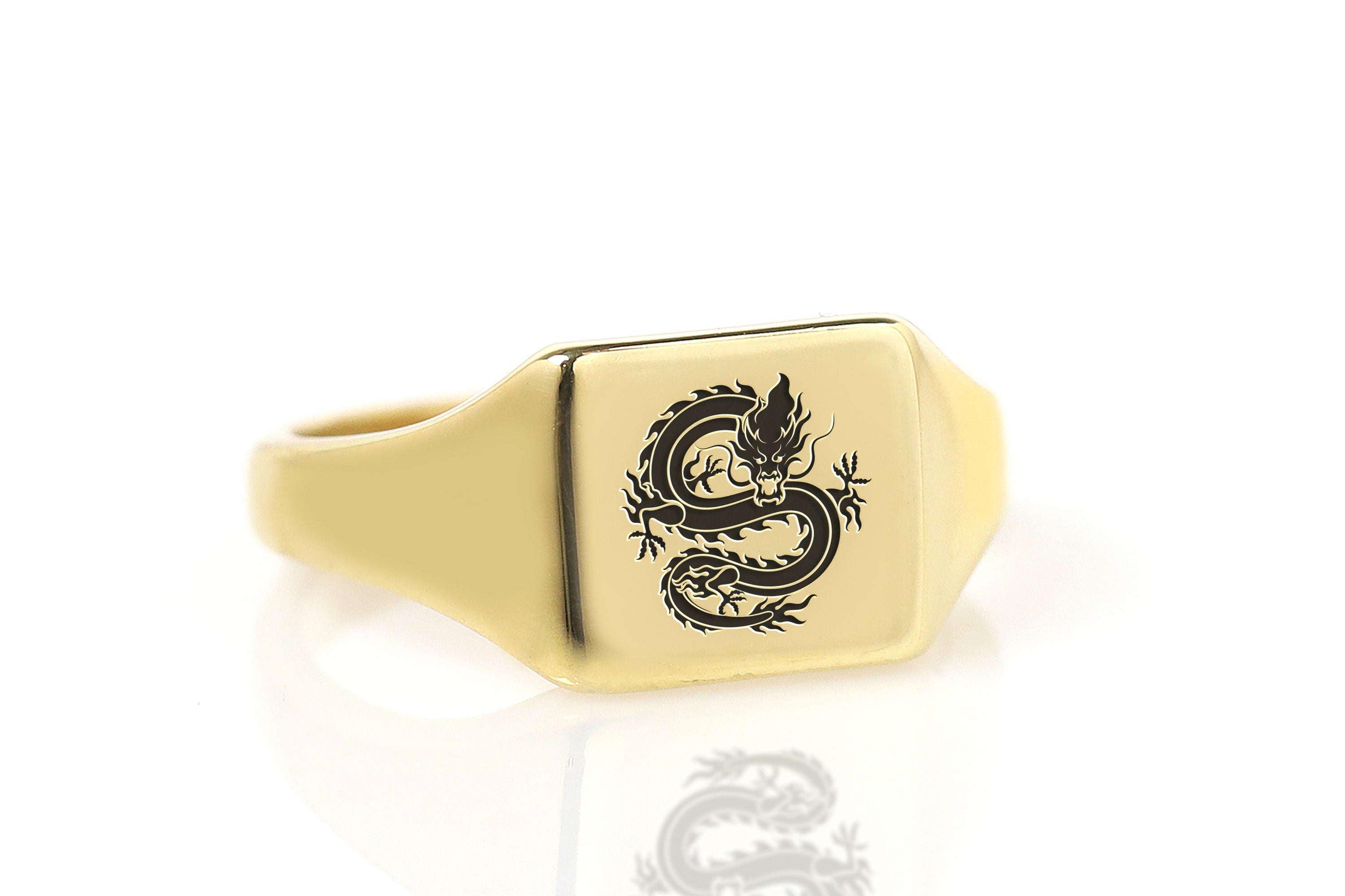 14k Gold Dragon Signet Ring
