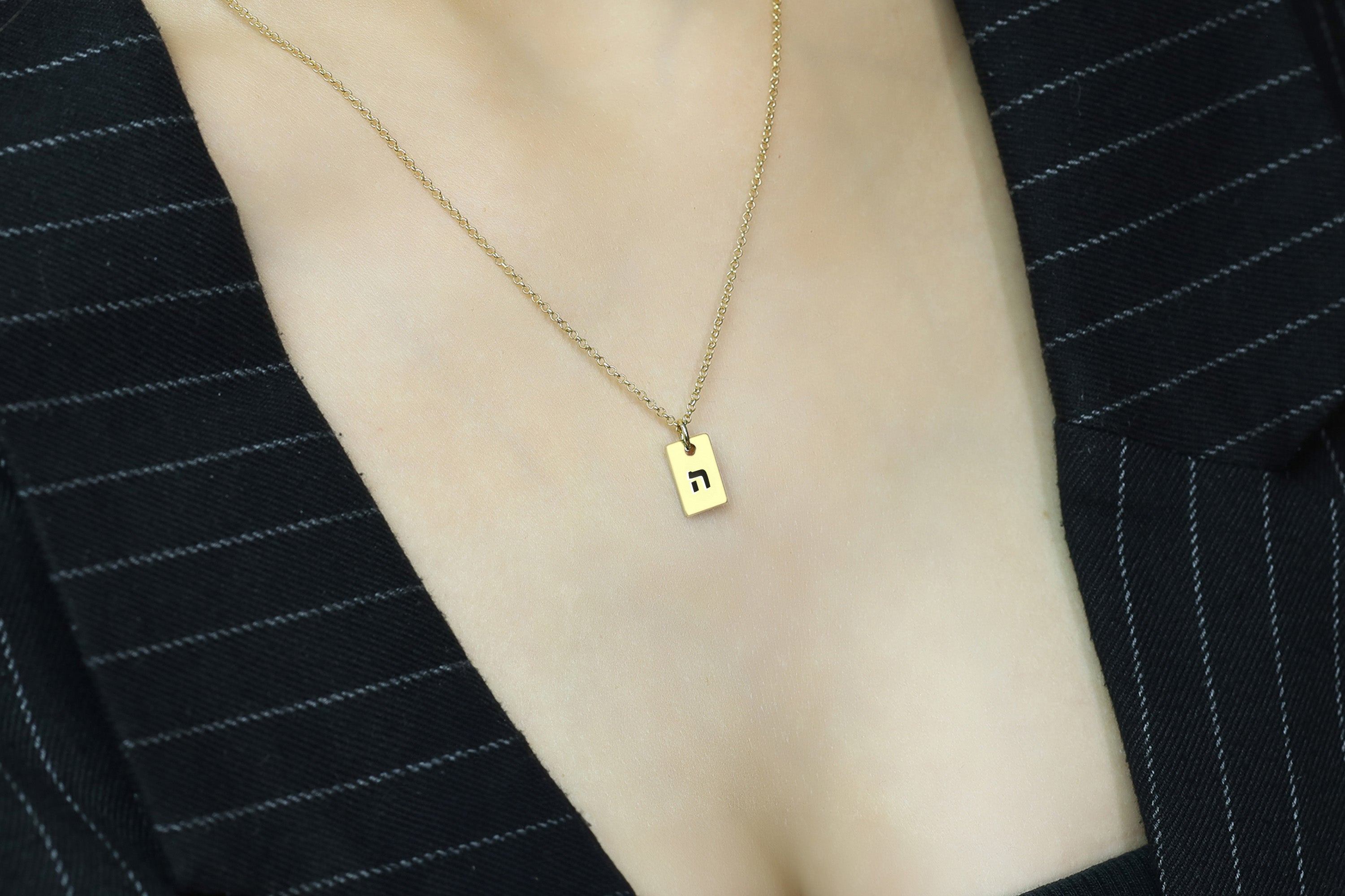 Hebrew Name Initial Gold Necklace