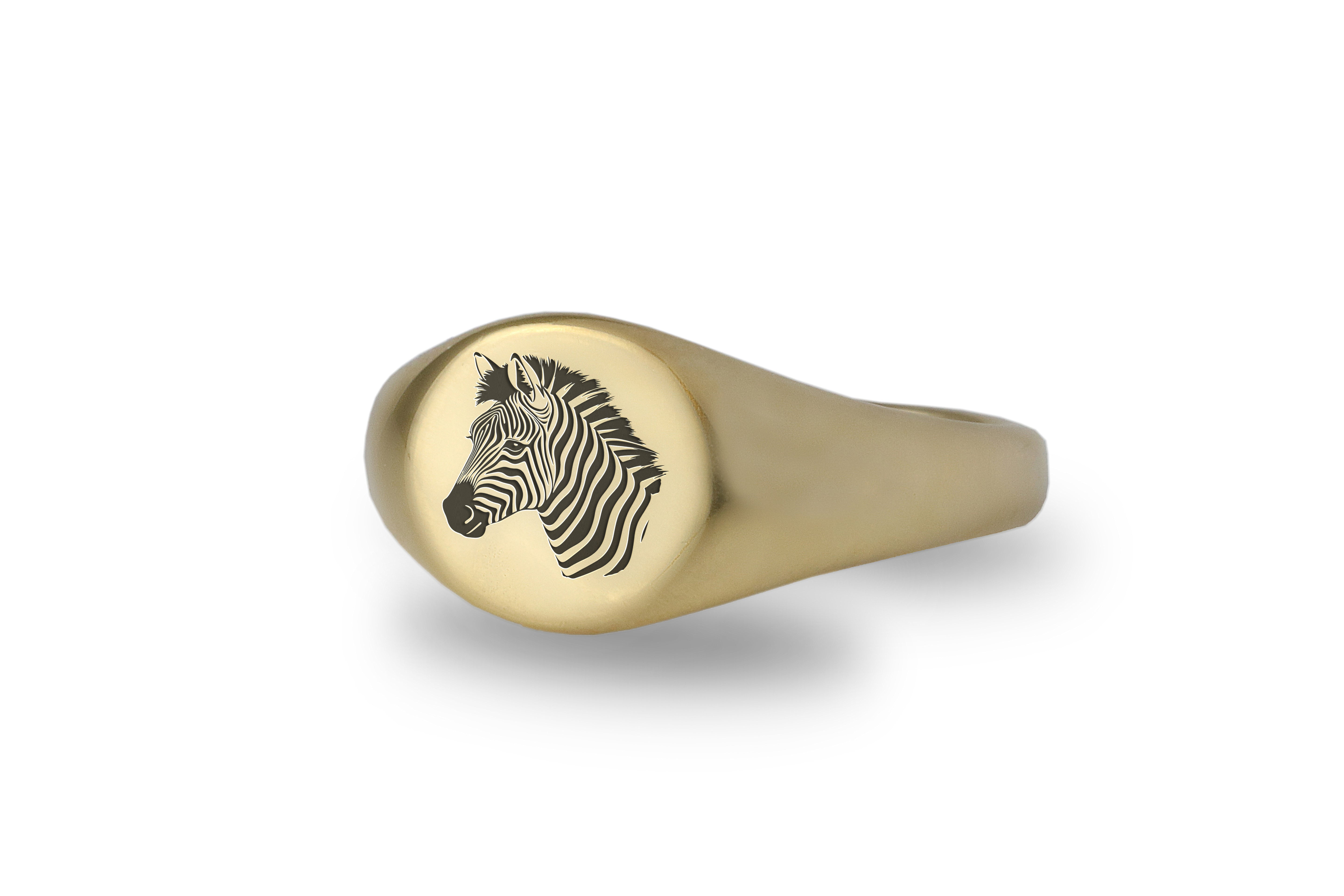 14k Gold Zebra Signet Ring